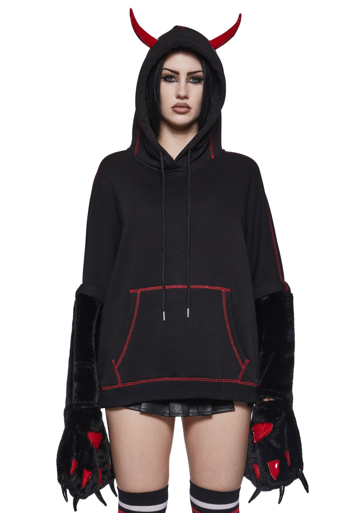 Devil Oversized Hoodie with Big Paws