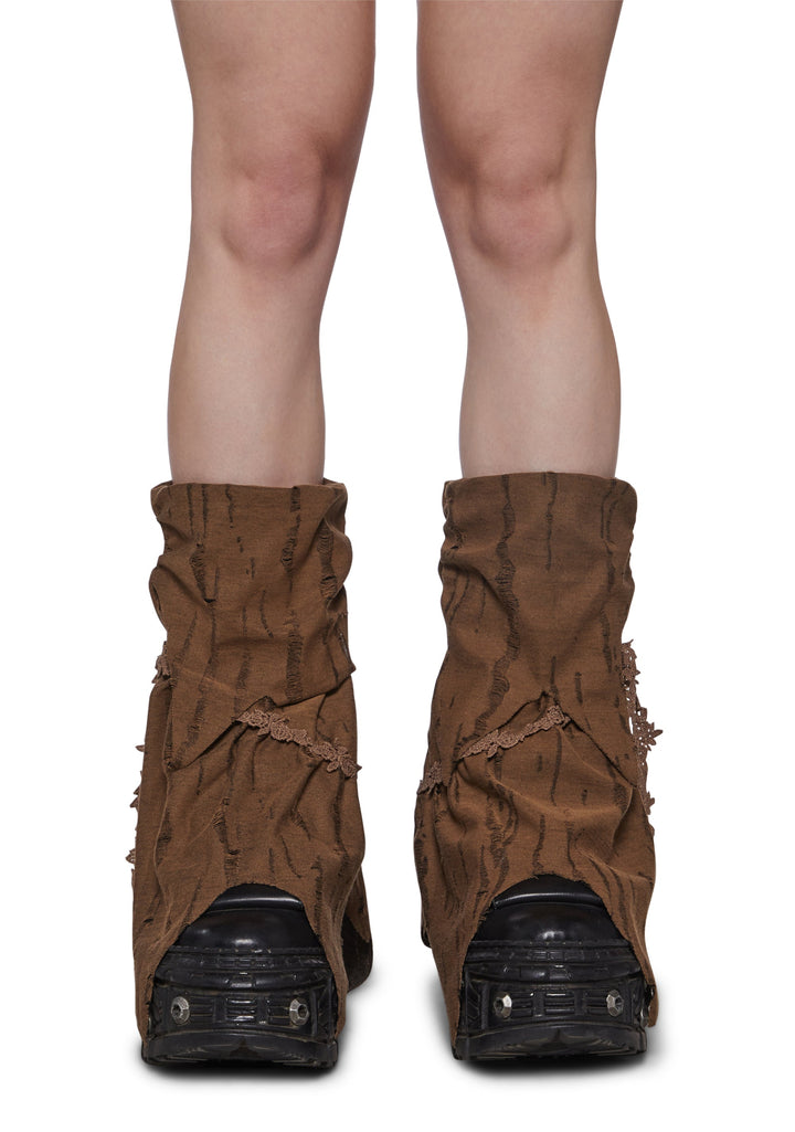 Distressed Leg Warmers - Brown
