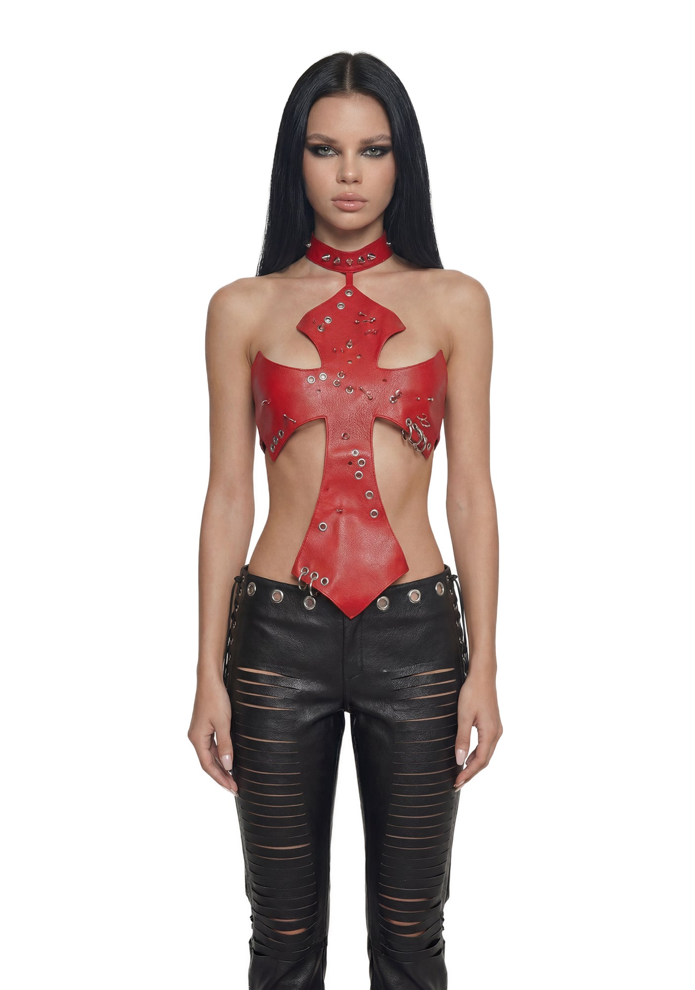 Pierced Cross Top - Red
