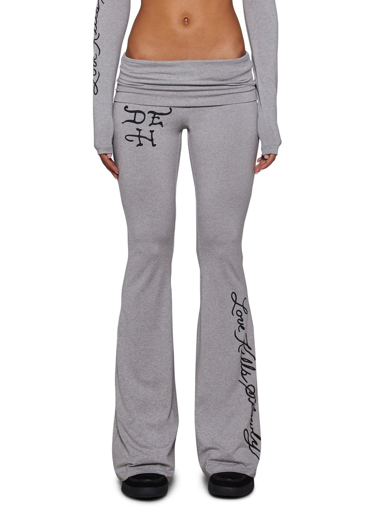 Mary Fold Over Yoga Pant - Gray