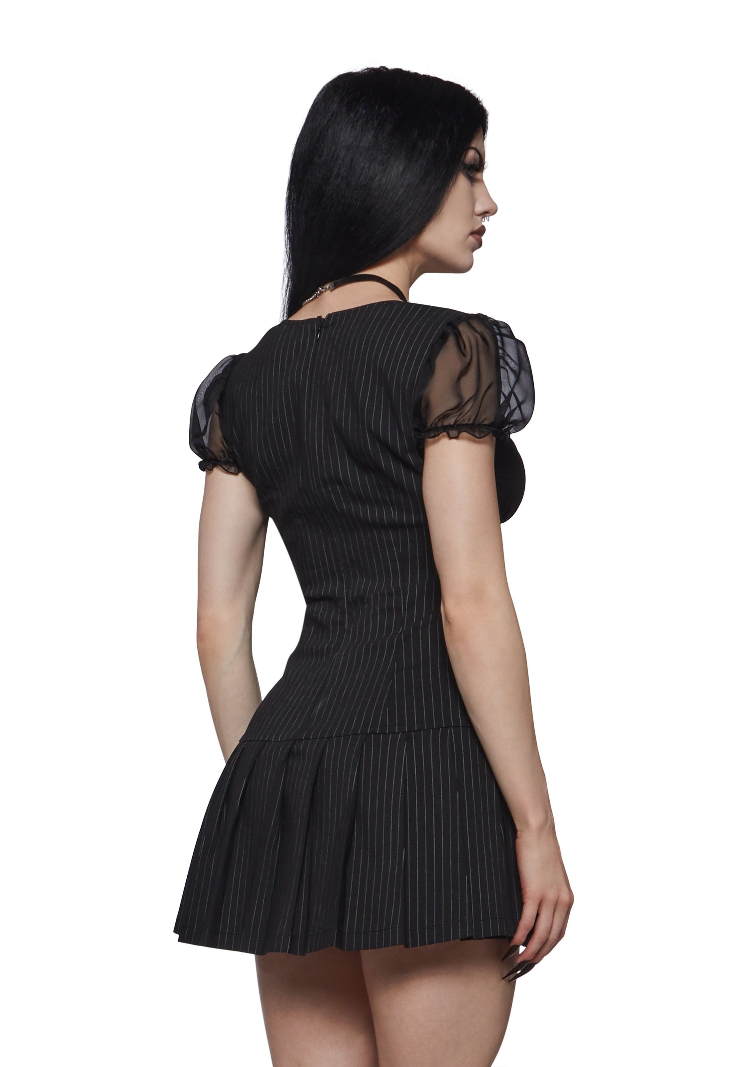 Sabrina Pinstripe Short Sleeve Mini Dress
