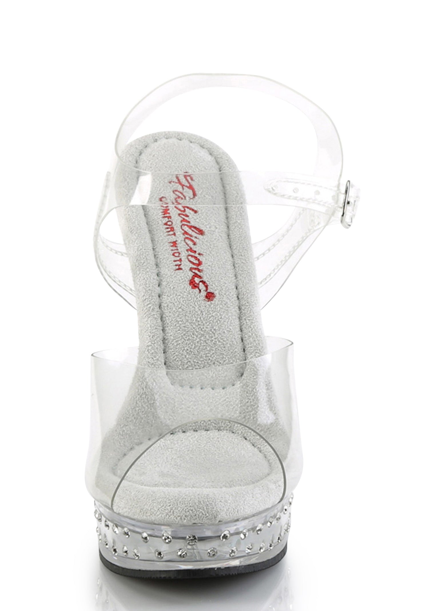 Majesty-508 Platform Ankle Strap Rhinestones Studded Sandals-Clear