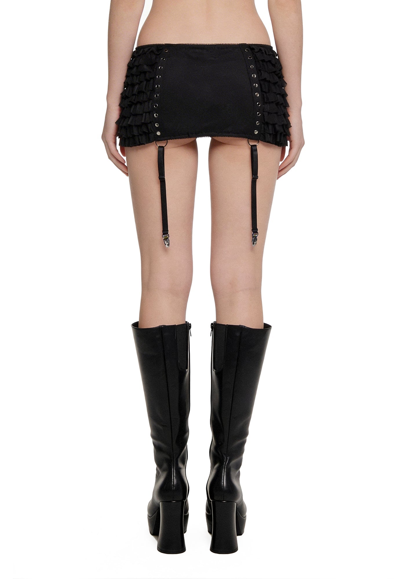 Dust Garter Mini Skirt - Black