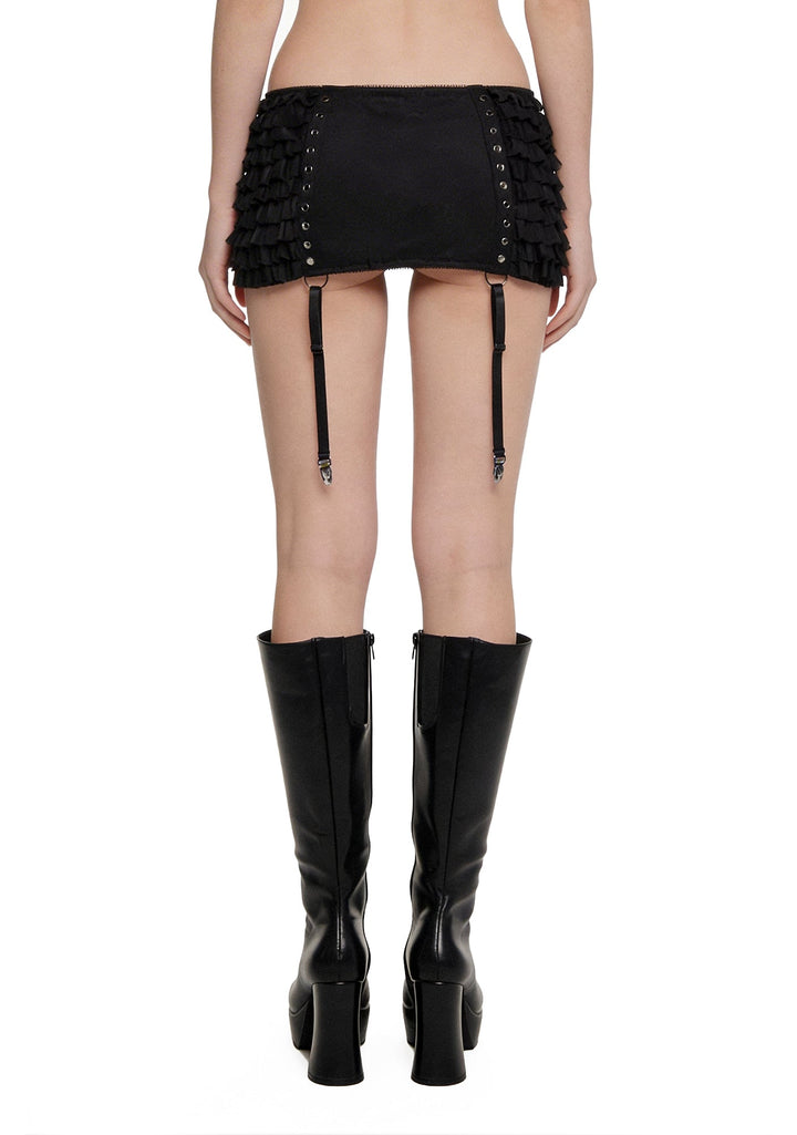 Dust Garter Mini Skirt - Black