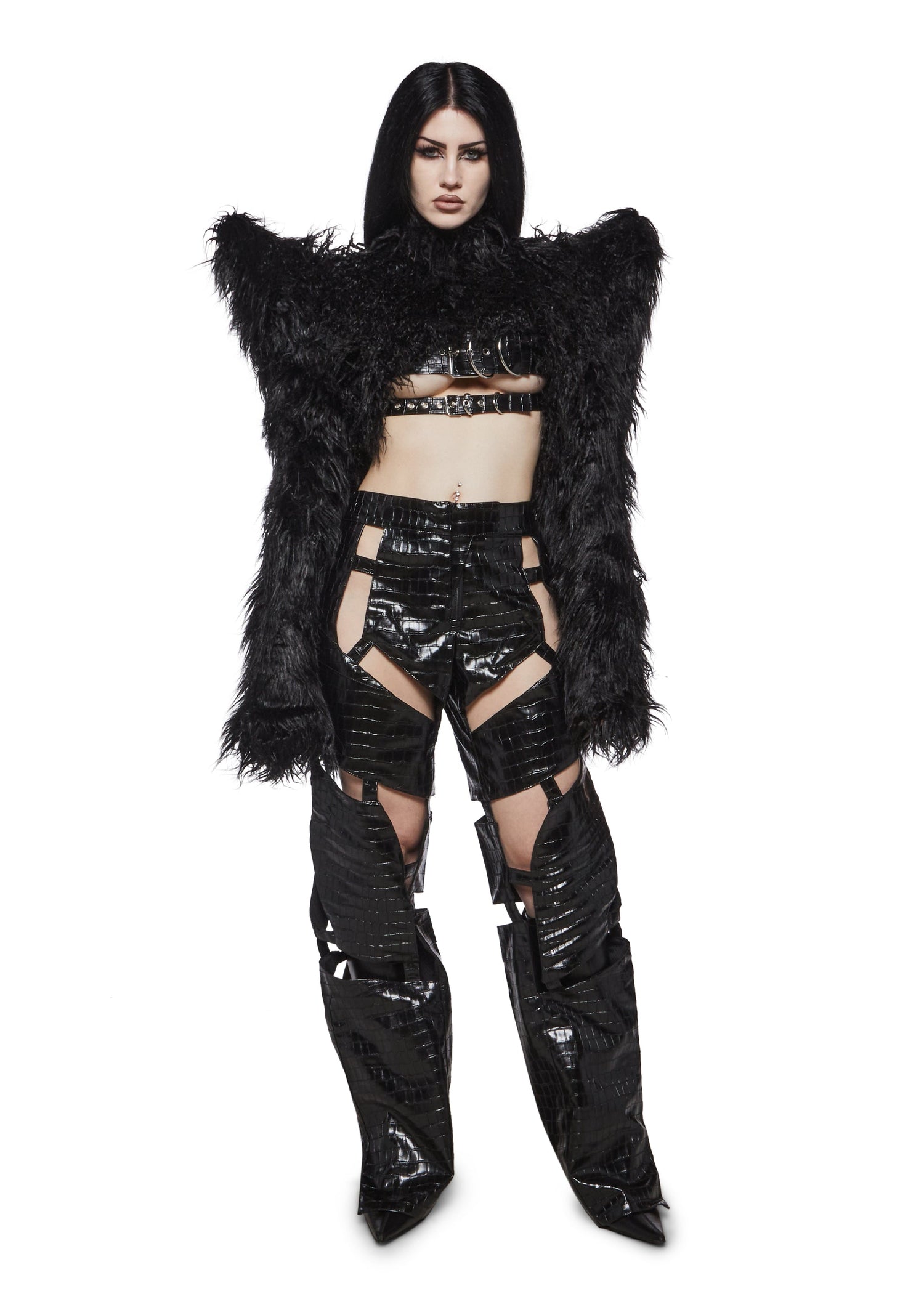 Doomsday Fur Bolero Jacket - Black