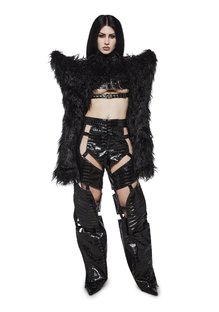 Doomsday Fur Bolero Jacket - Black
