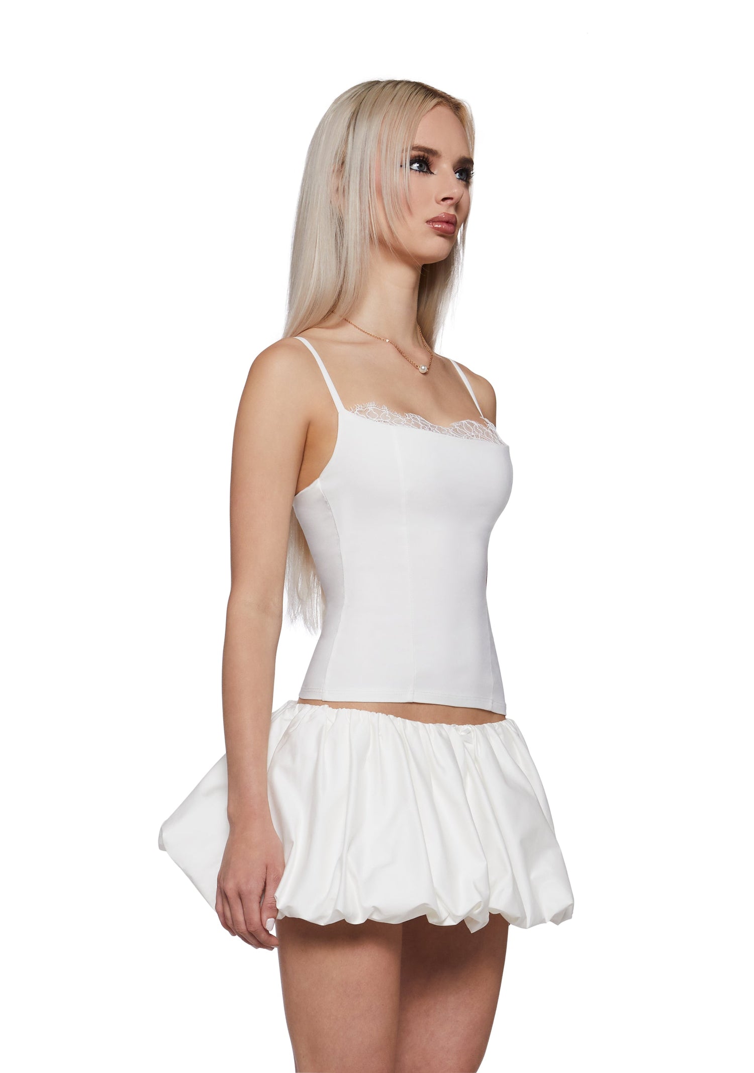 Gina Lace Trim Tank Top - Ivory