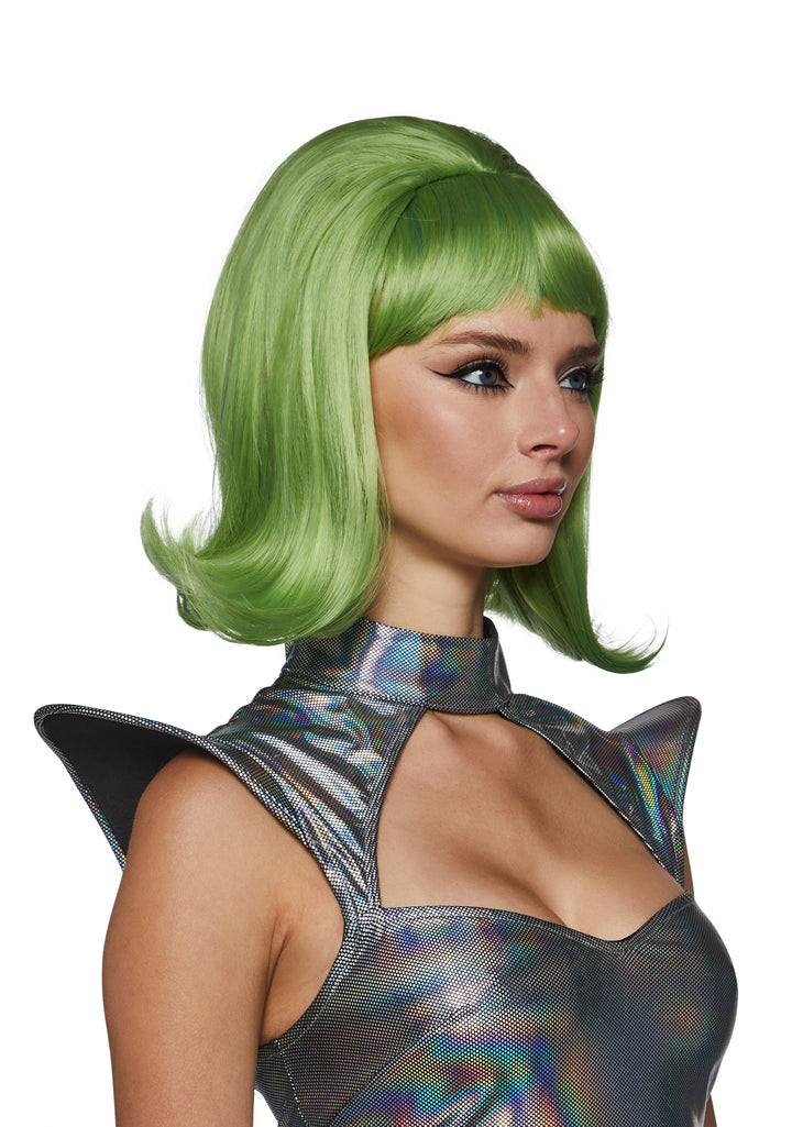 Retro Alien Girl Wig - Green