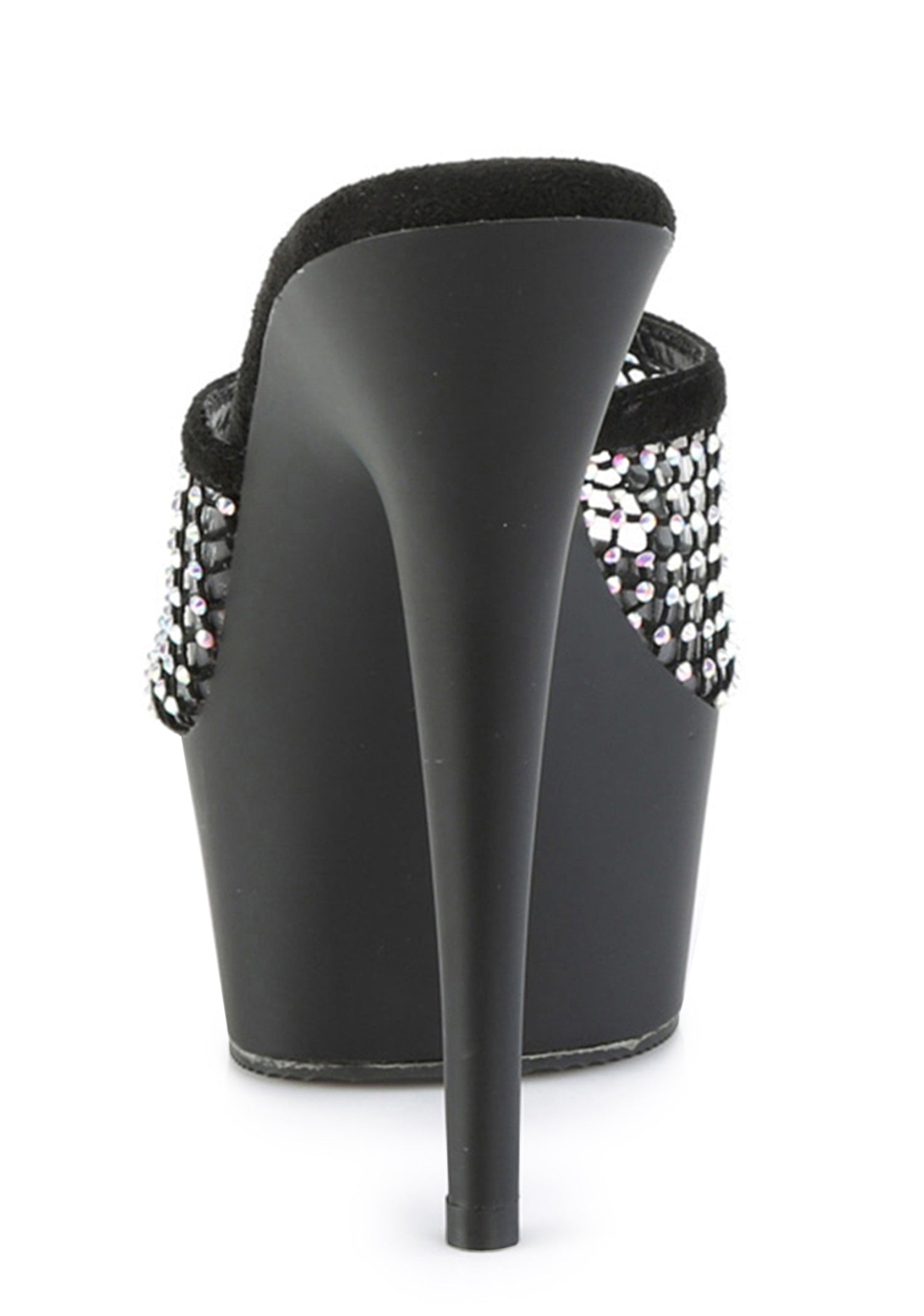 Delight 601 Rhinestone Platform Peep Toe Slides - Black