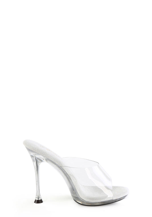 Cupid-401Clear Strap Slip on Heels