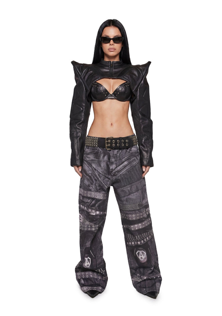 Printed Moto Baggy Pants
