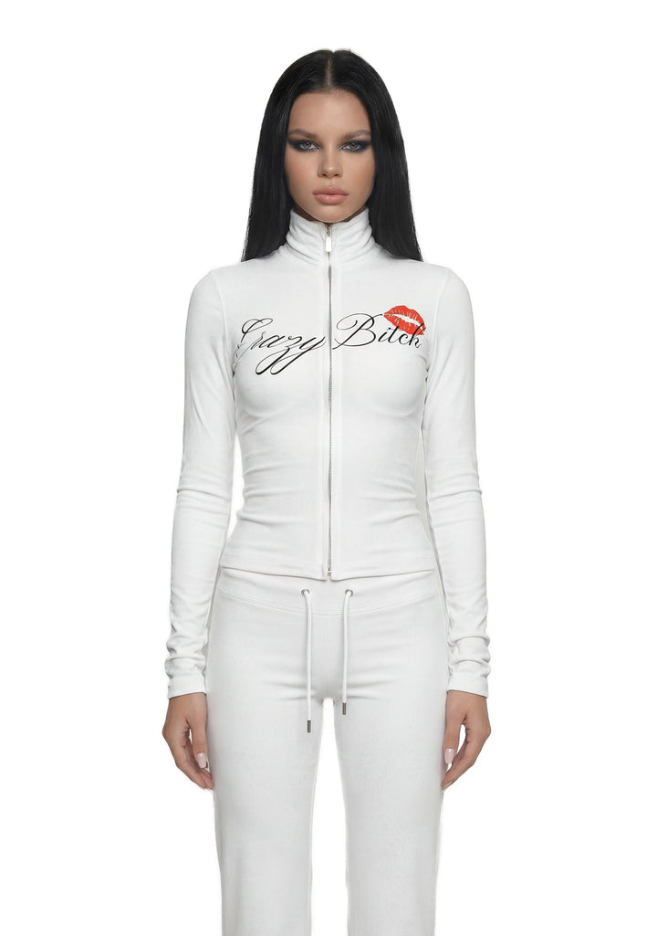 Let's Go Crazy Zip Up Jacket - White