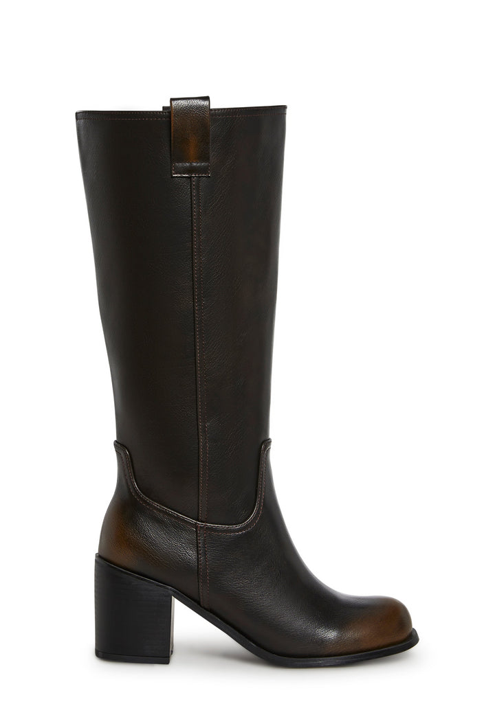 Luster Vegan Leather Boots - Brown