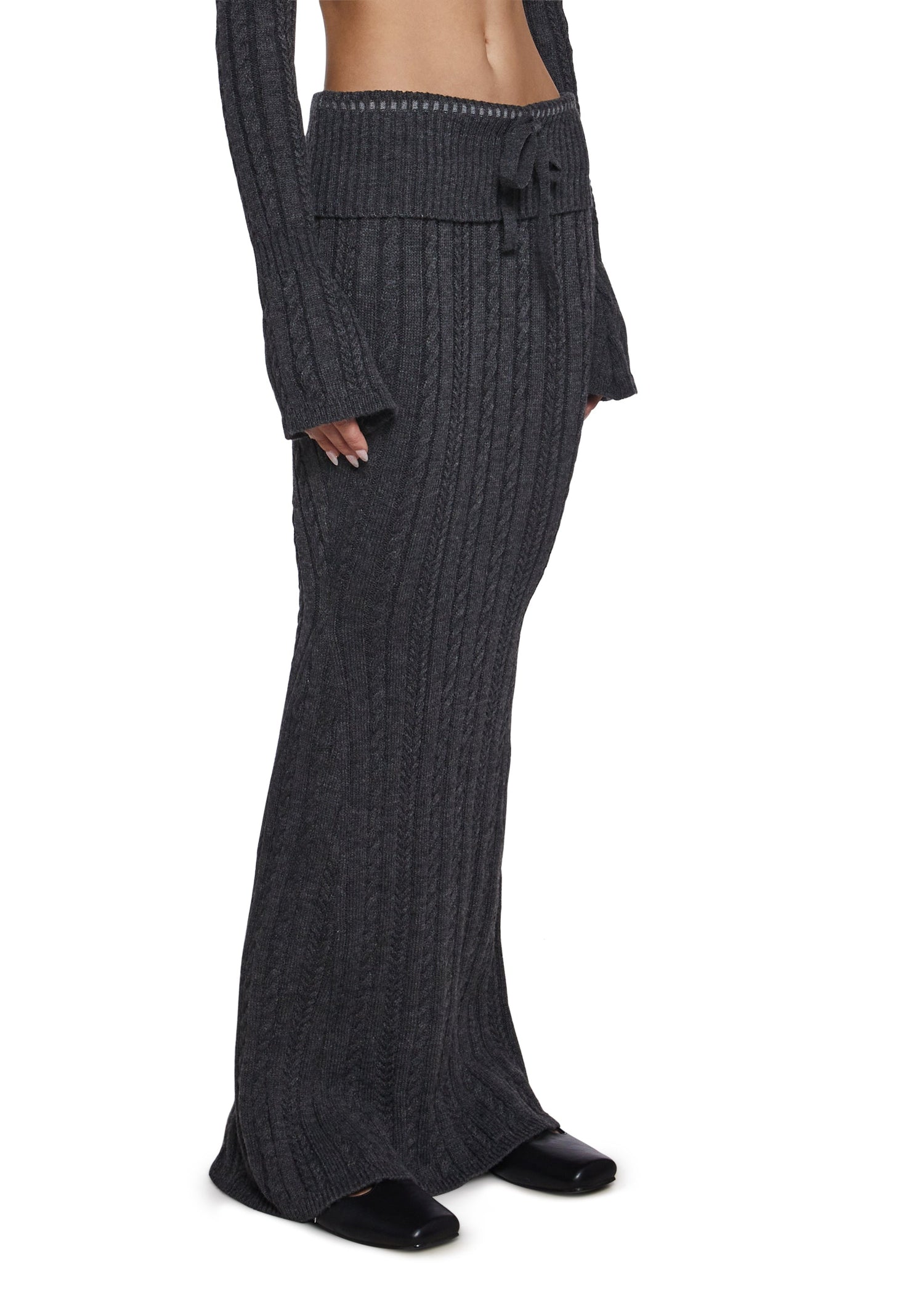 Deep Thoughts Cable Knit Maxi Skirt