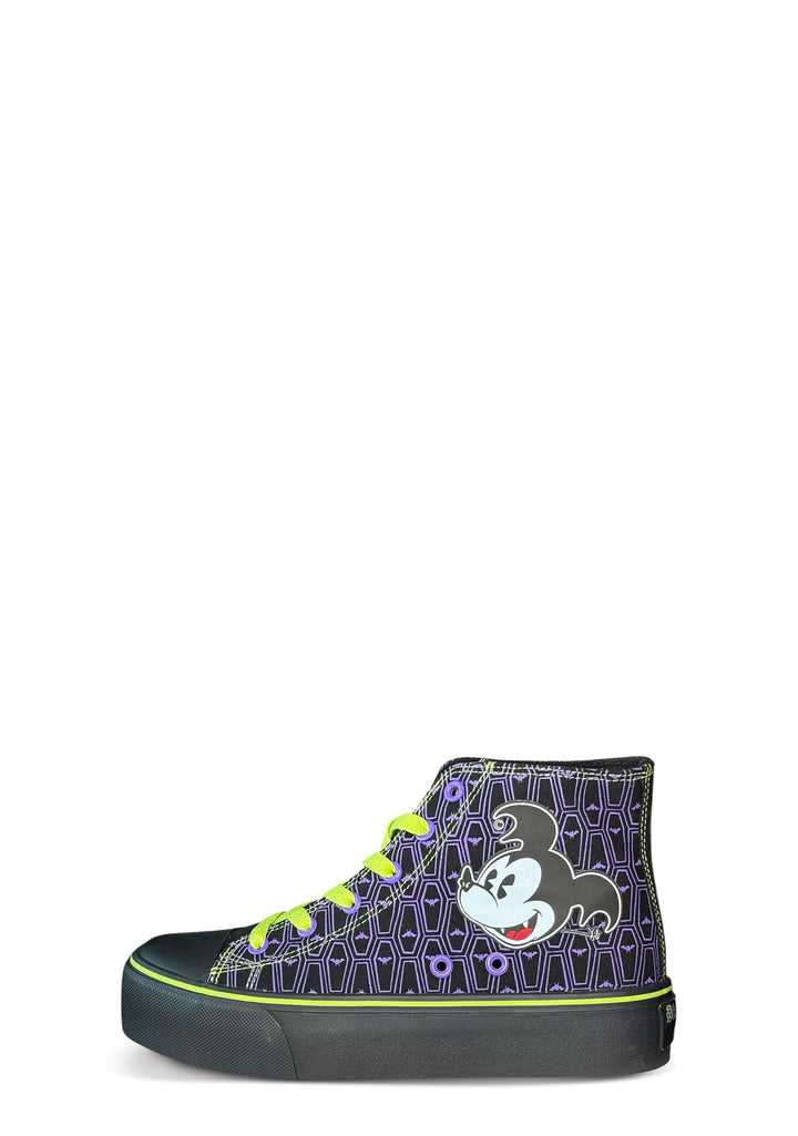 HXC Bats Day Mickey High Top Sneaker - Purple