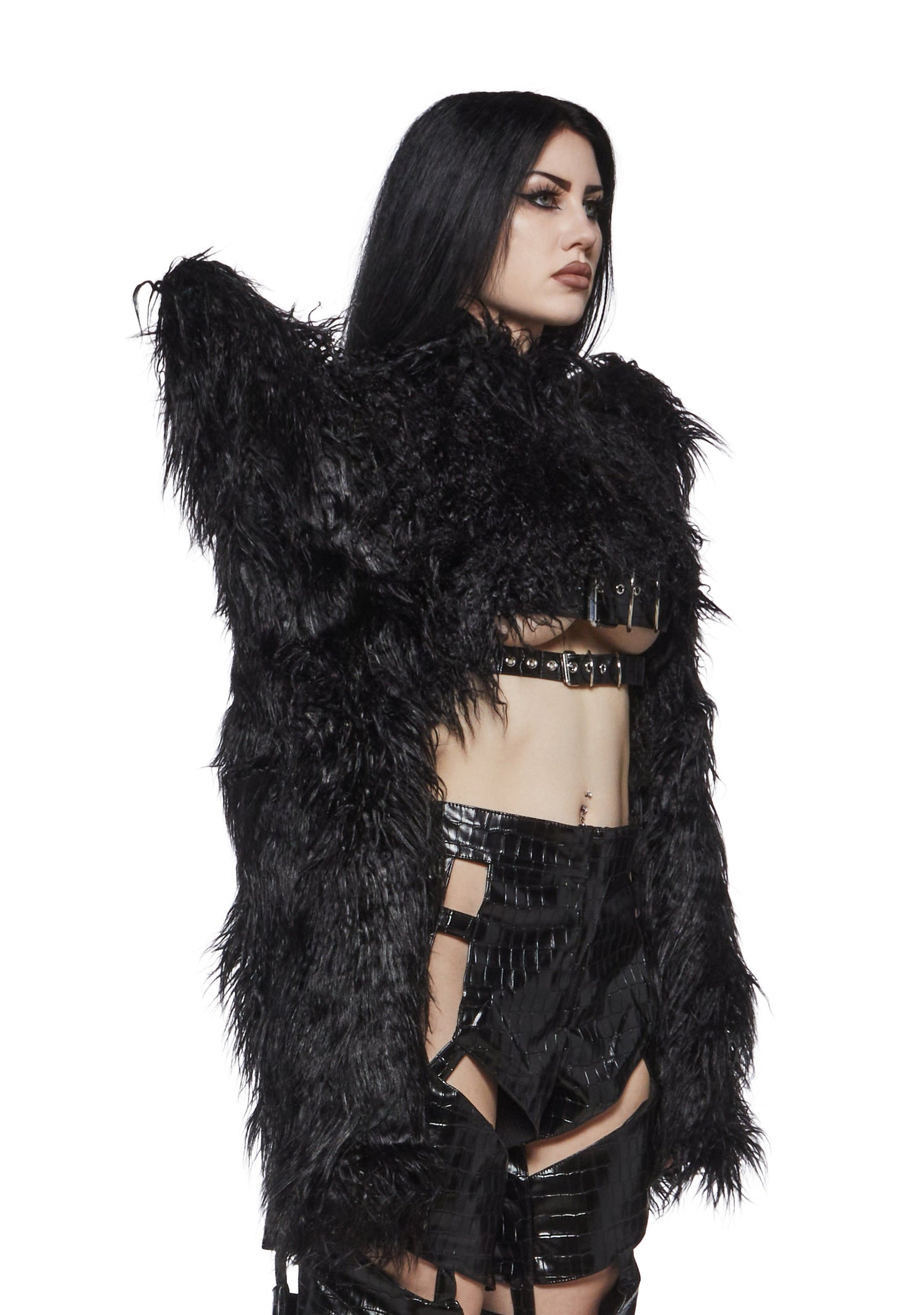 Doomsday Fur Bolero Jacket - Black