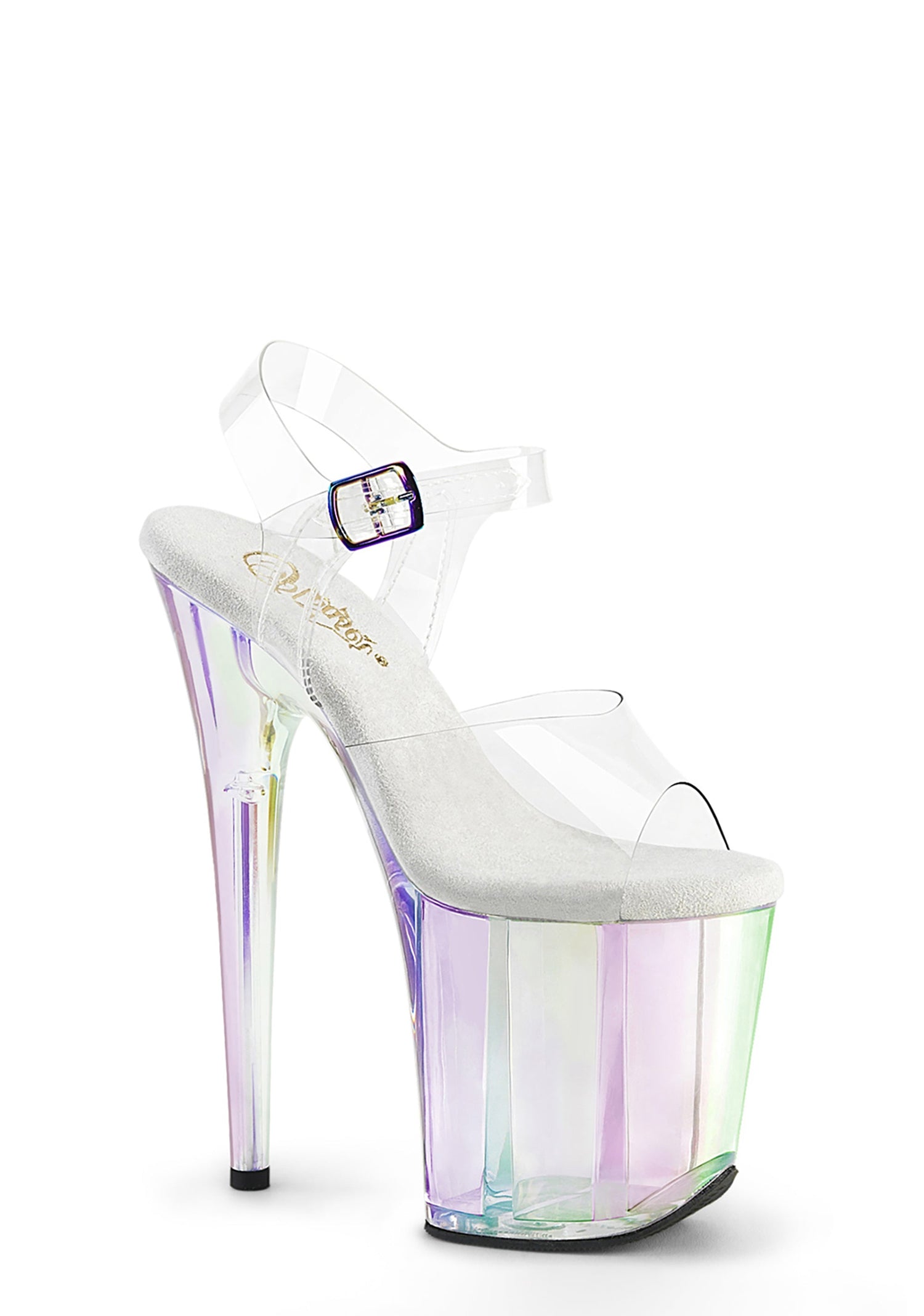 Flamingo-808 Platform Ankle Strap Sandals-Holo Tinted
