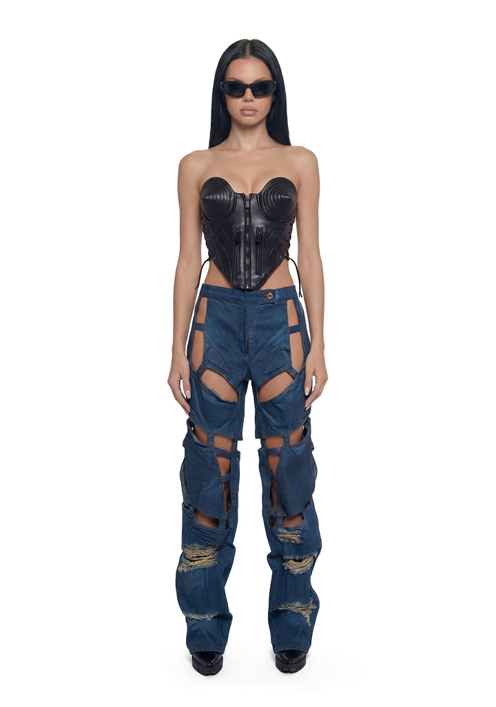 Moto Denim Floating Pants - Indigo