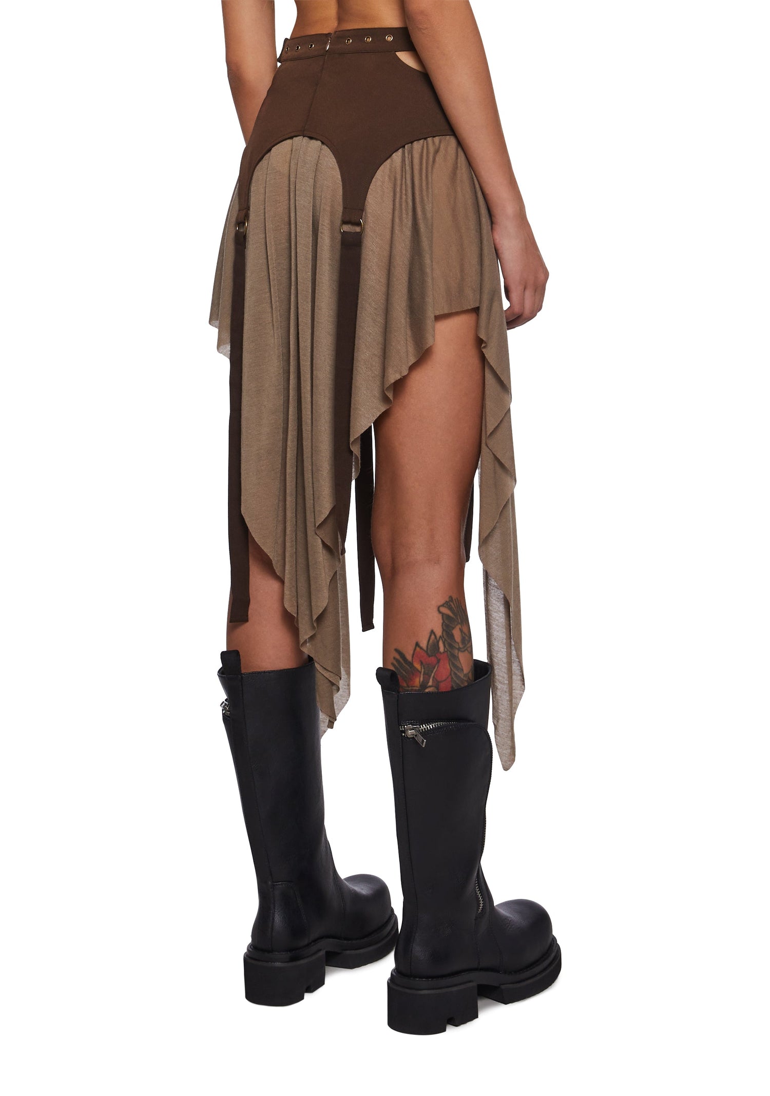Signal Garter Belted Mini Skirt - Brown