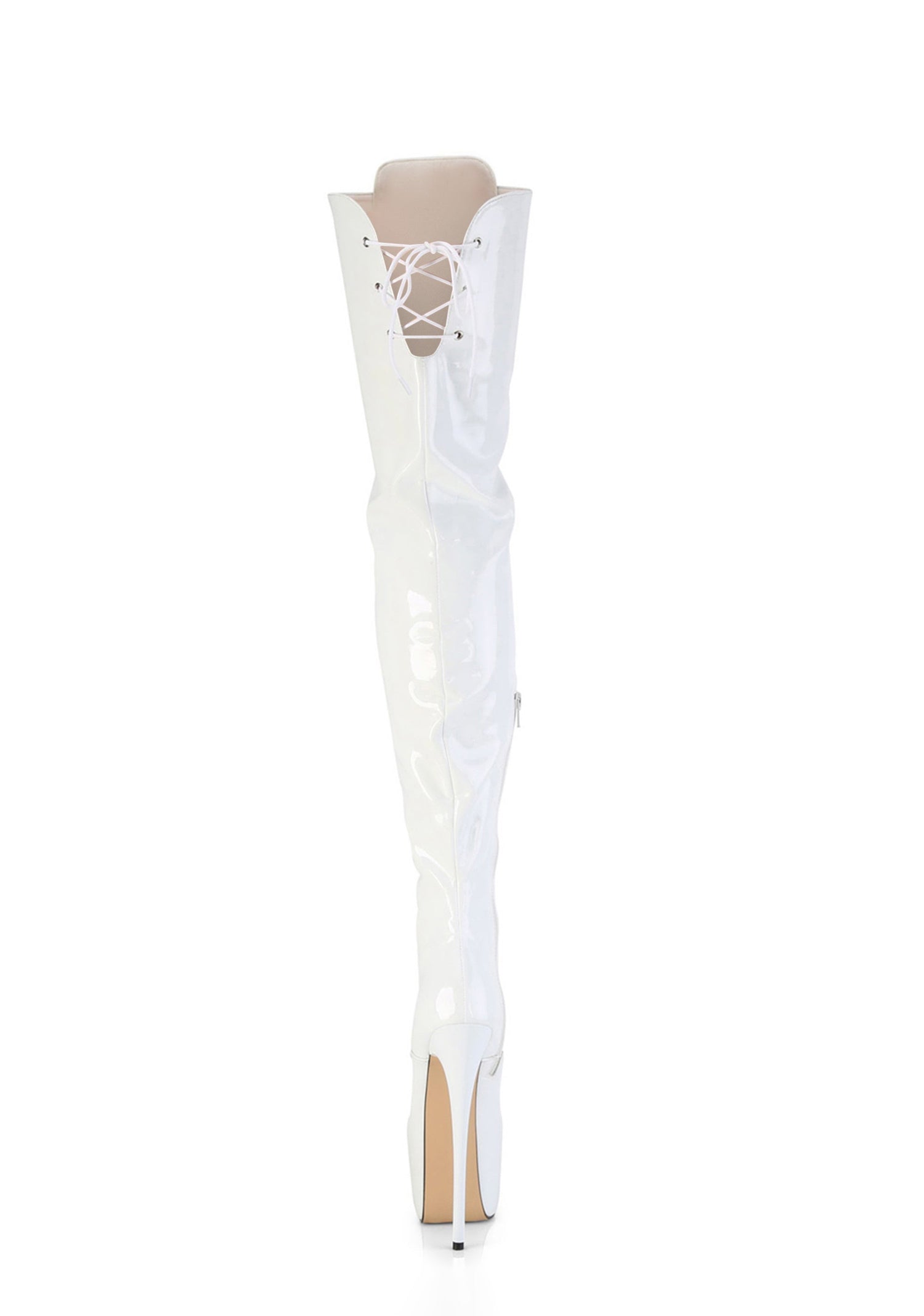 Jubilant-4012 Platform Crotch Boots-White