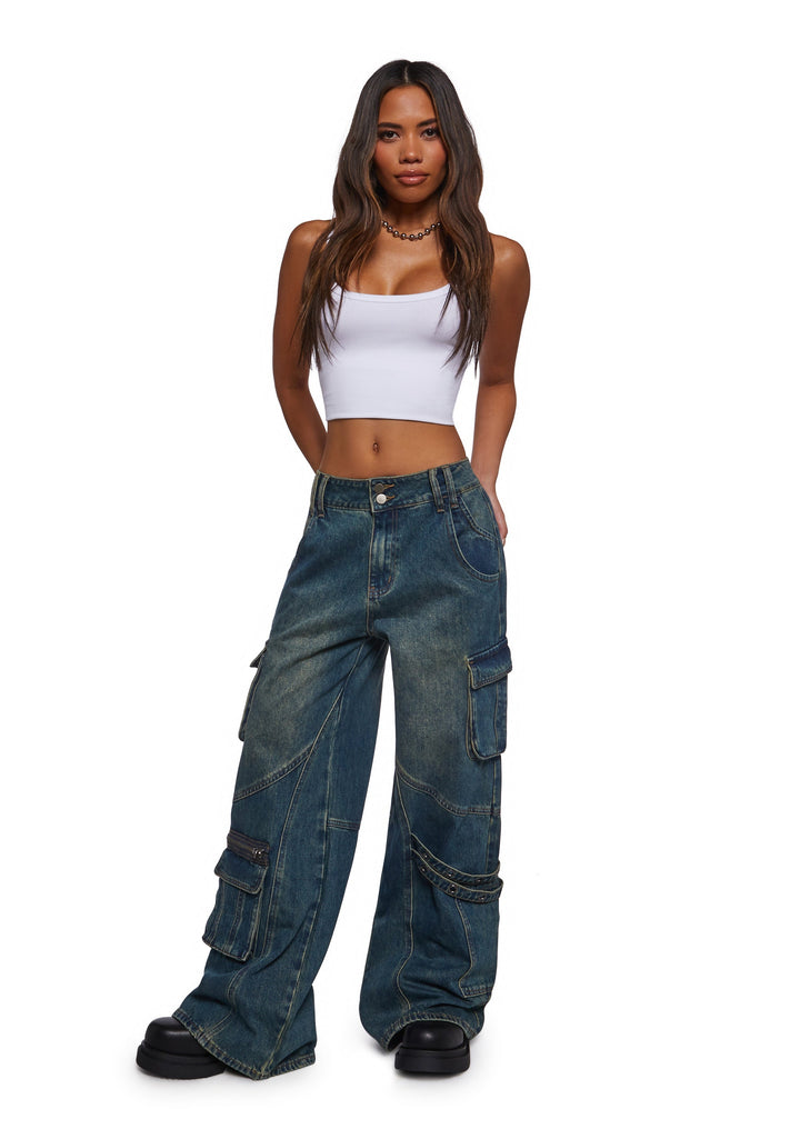 Digital Attraction Cargo Pants - Blue