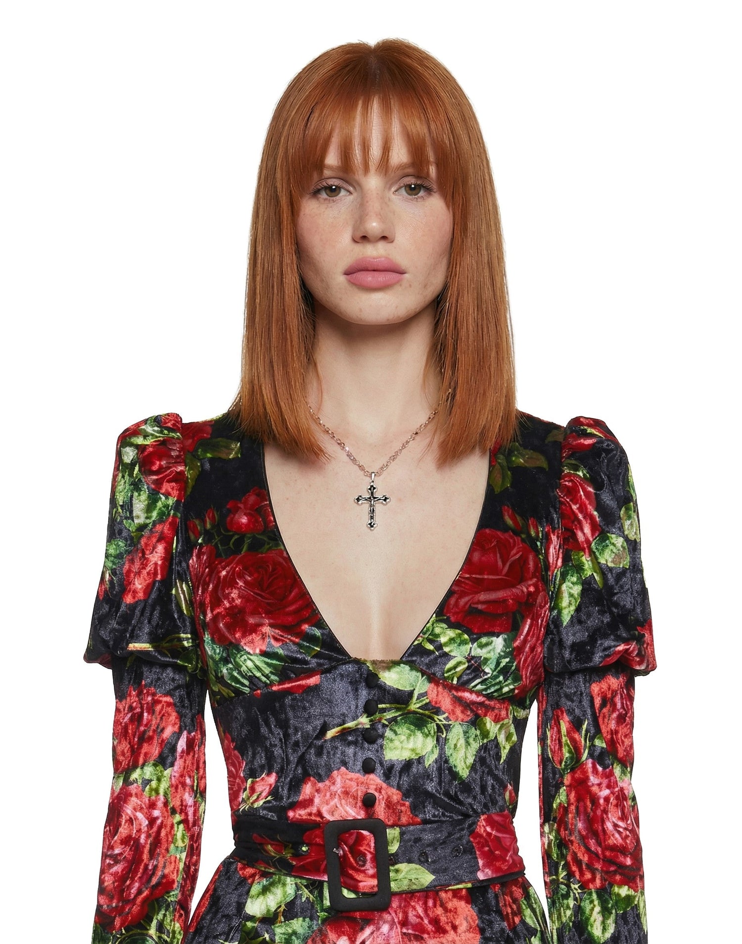 Chic Manners Velvet Romper - Black/Red