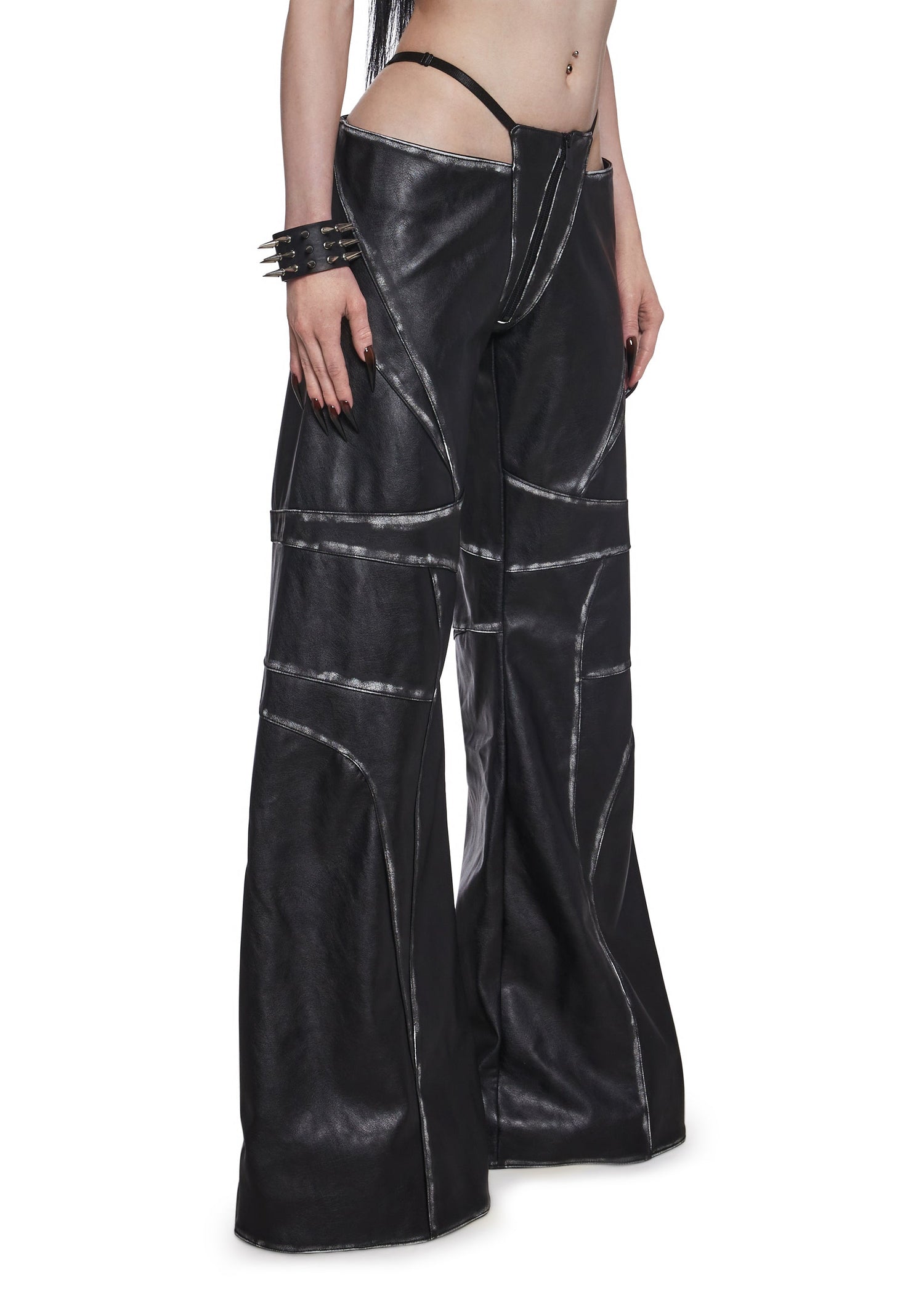 Oversize Thong Pants Black Washed