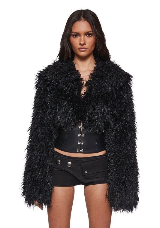 Abyss Faux Fur Jacket with Corset