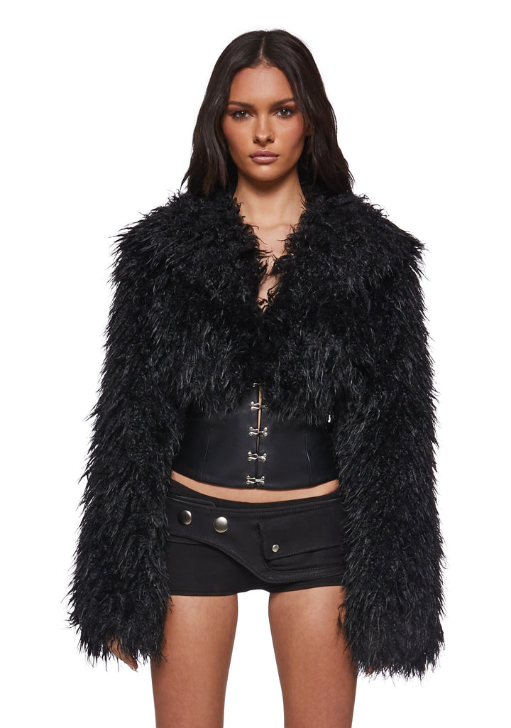 Abyss Faux Fur Jacket with Corset