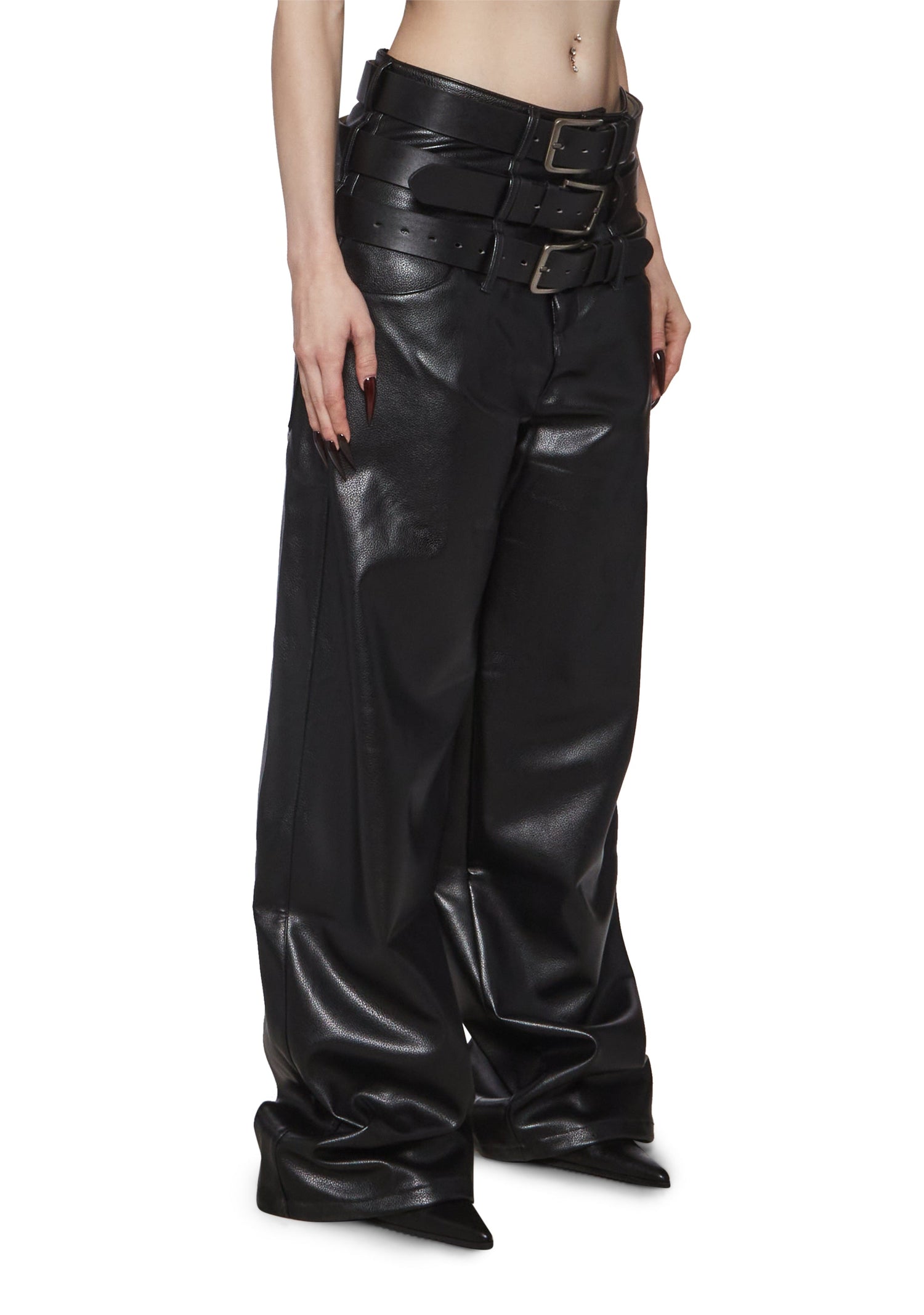 Triple Belt Pants - Black