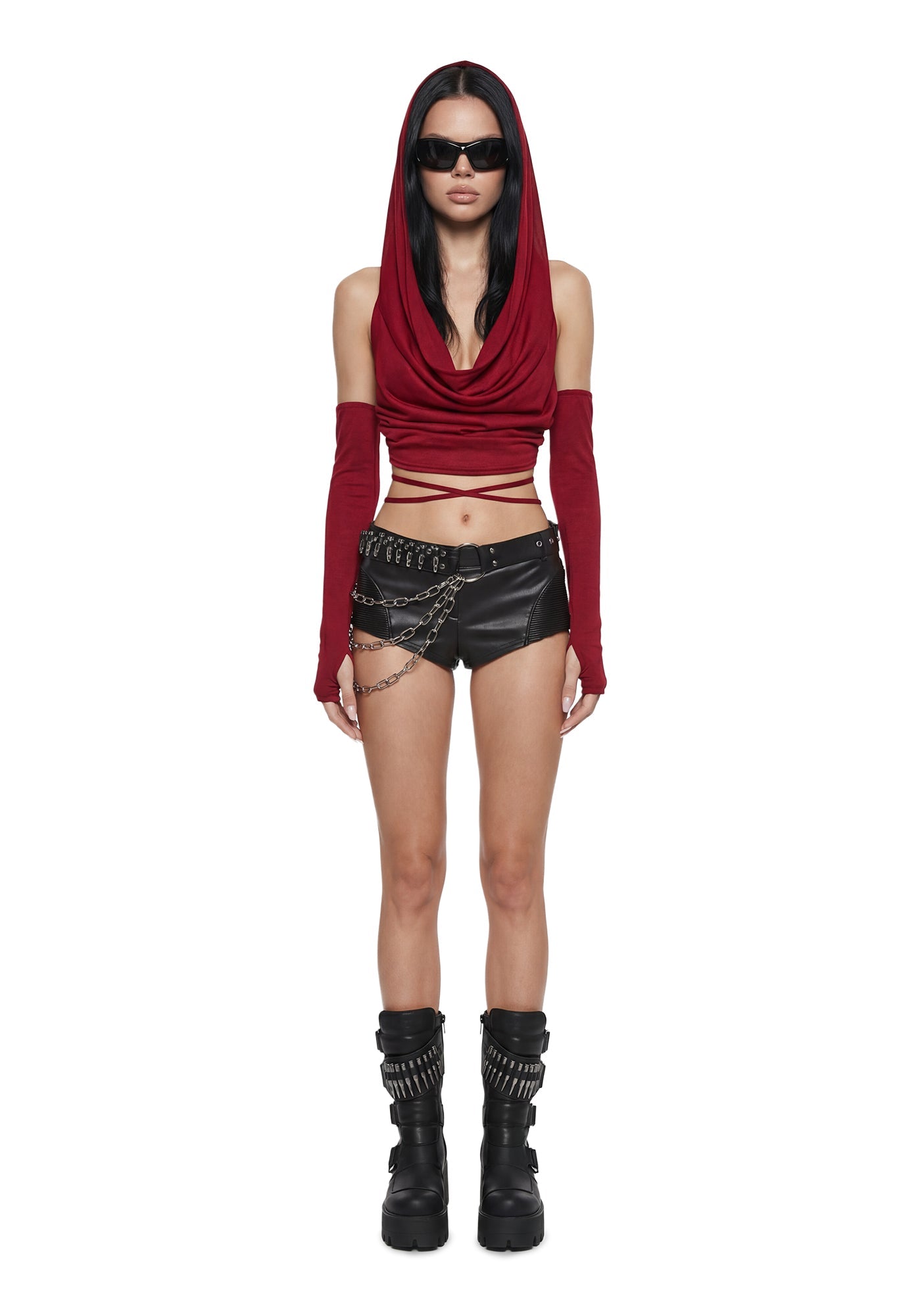Woman in Red Hooded Top