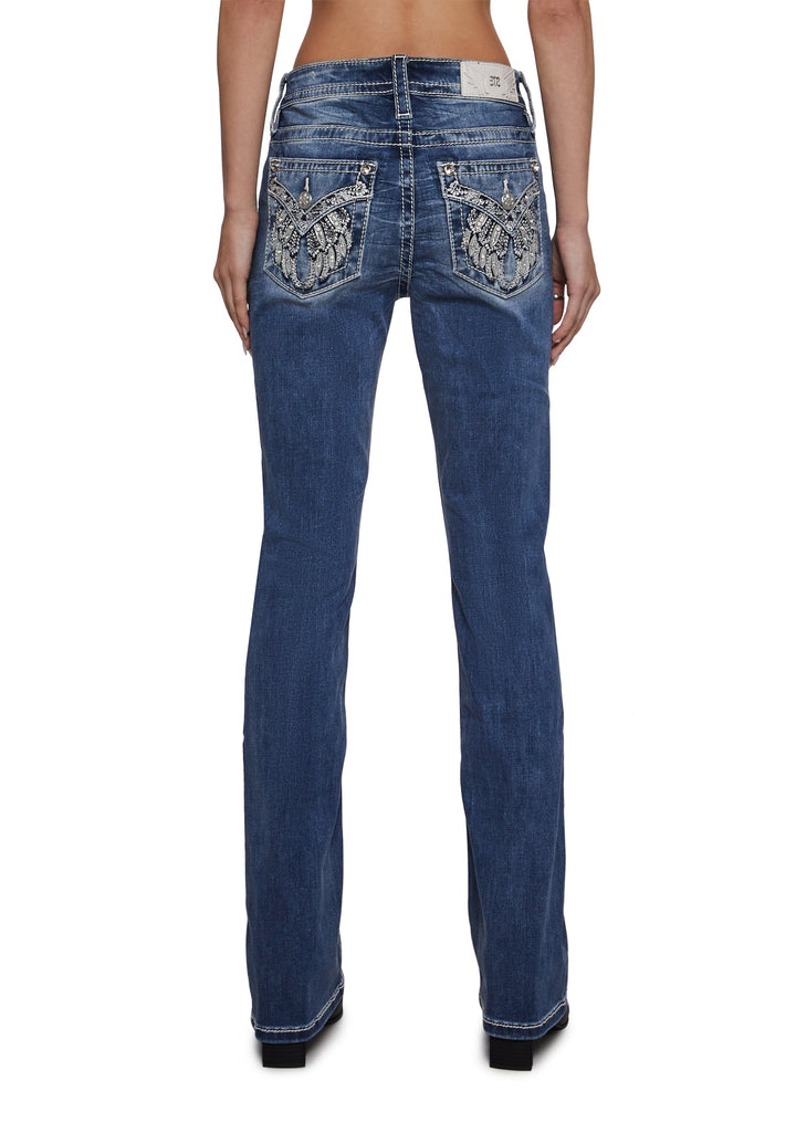 32" Mid Rise Boot Cut Jeans