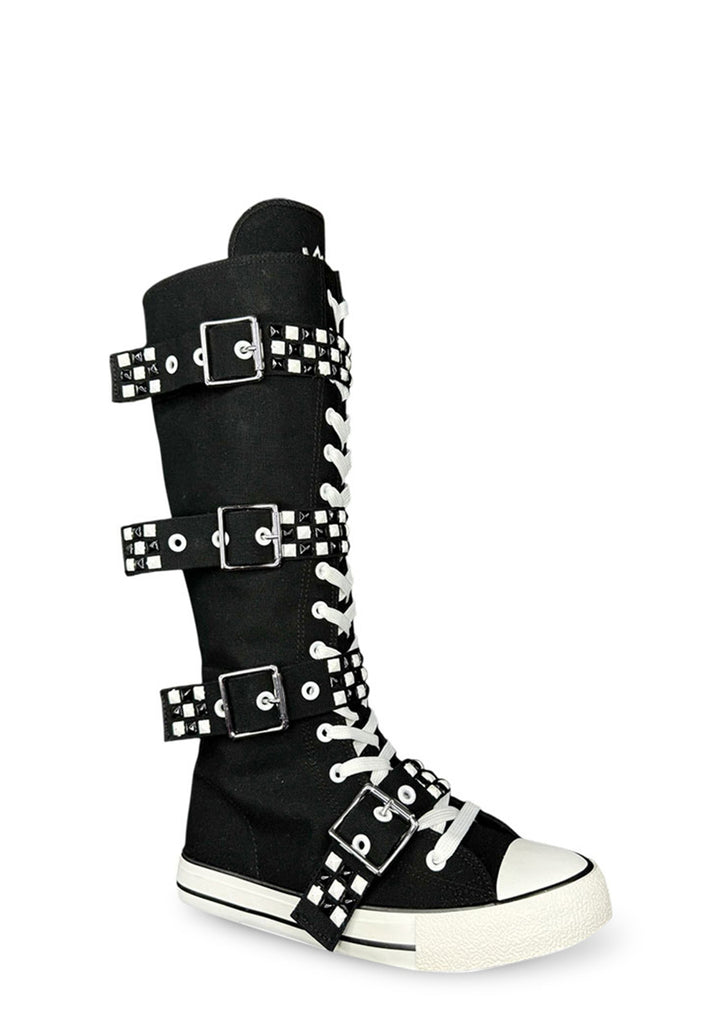 Rawr XD Stud Knee High Sneakers - Black/White