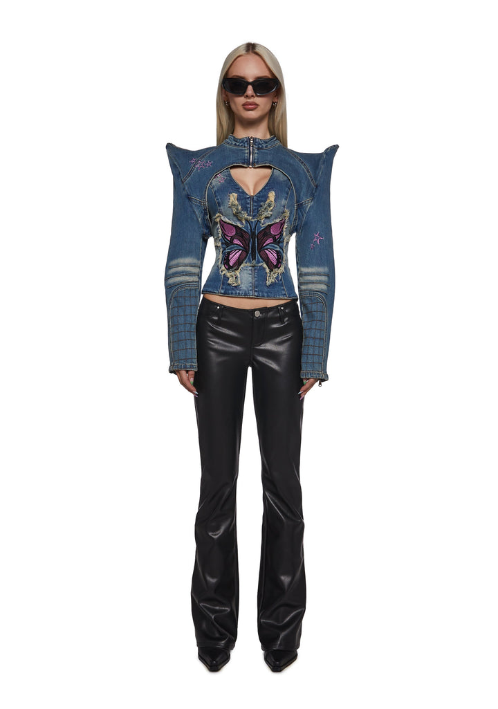 Spike Denim Bolero Jacket