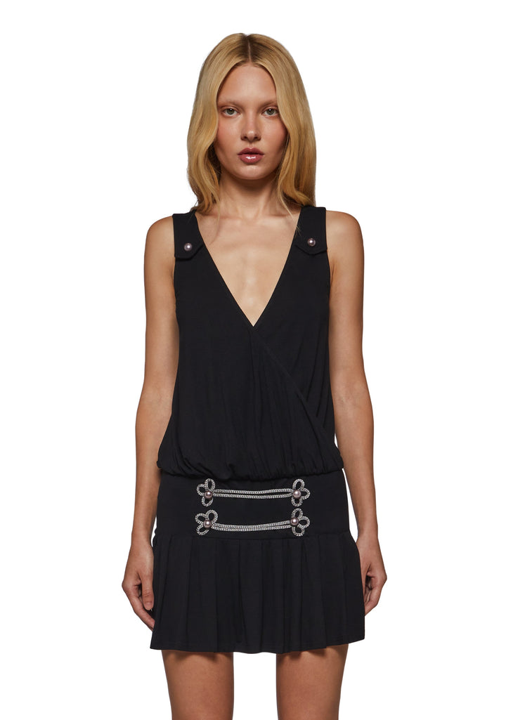 Military Parade Drop Waist Mini Dress