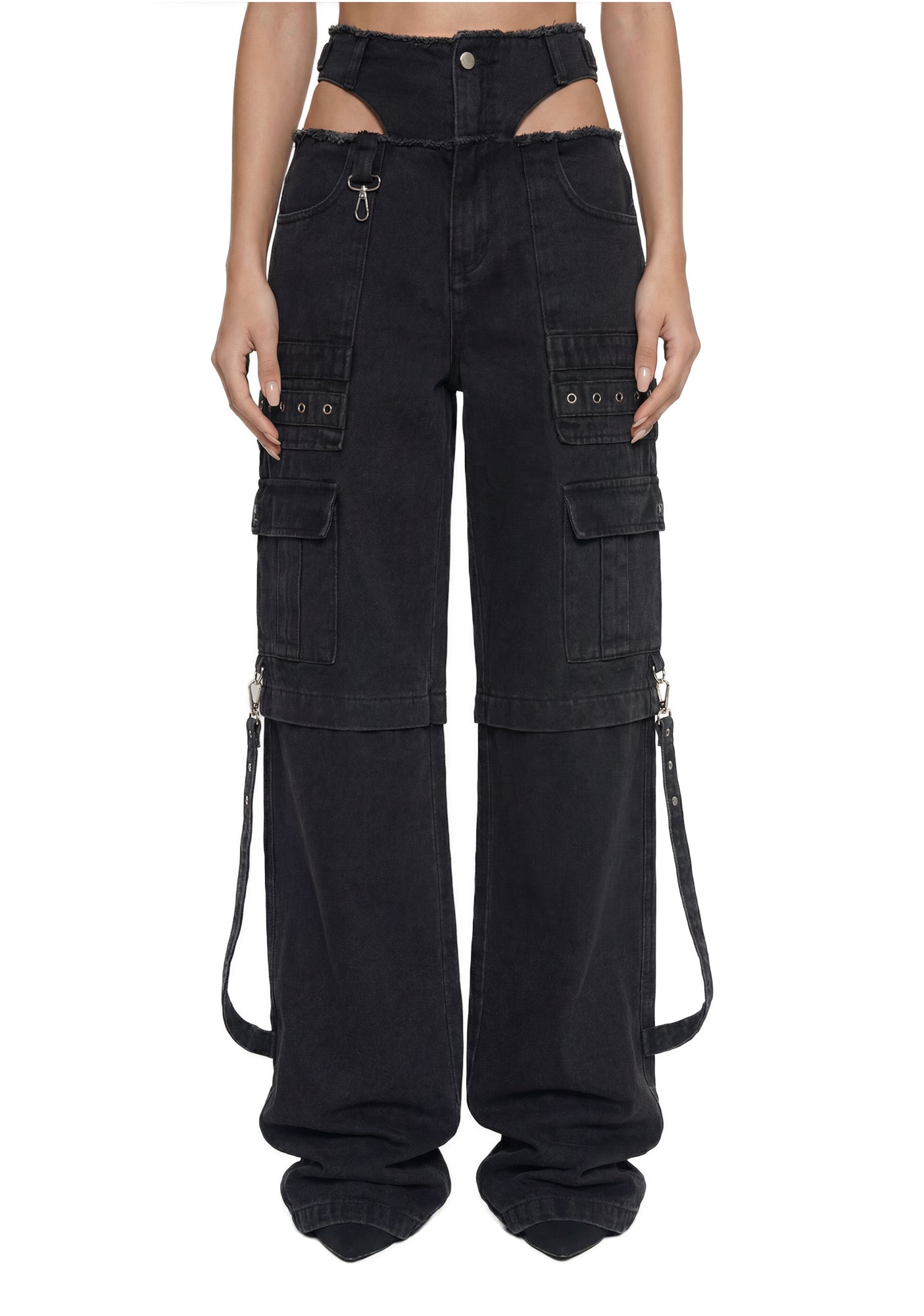 Cargo Denim Panty Trousers - Black