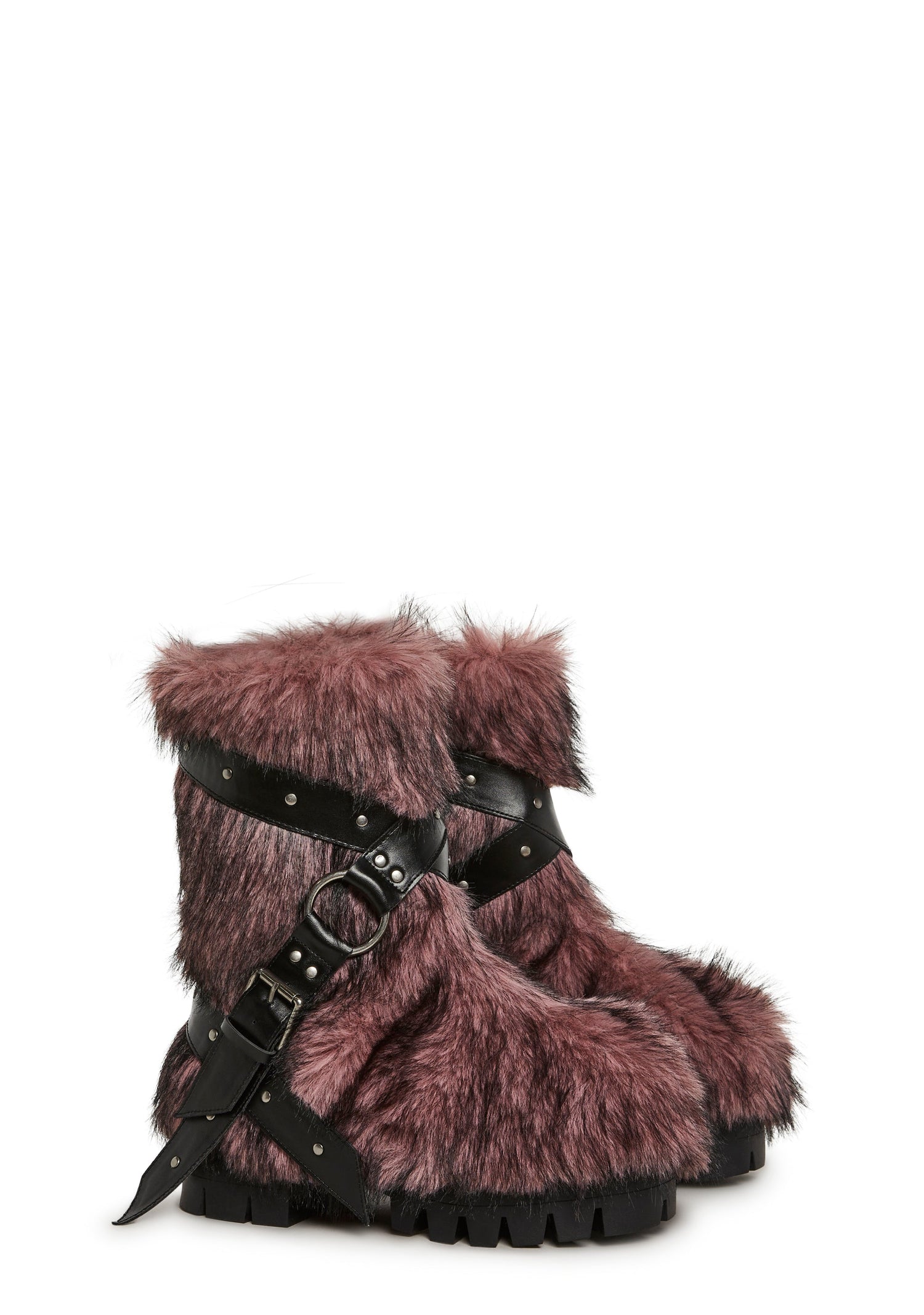 Low Wild Instincts Faux Fur Combat Boots - Pink