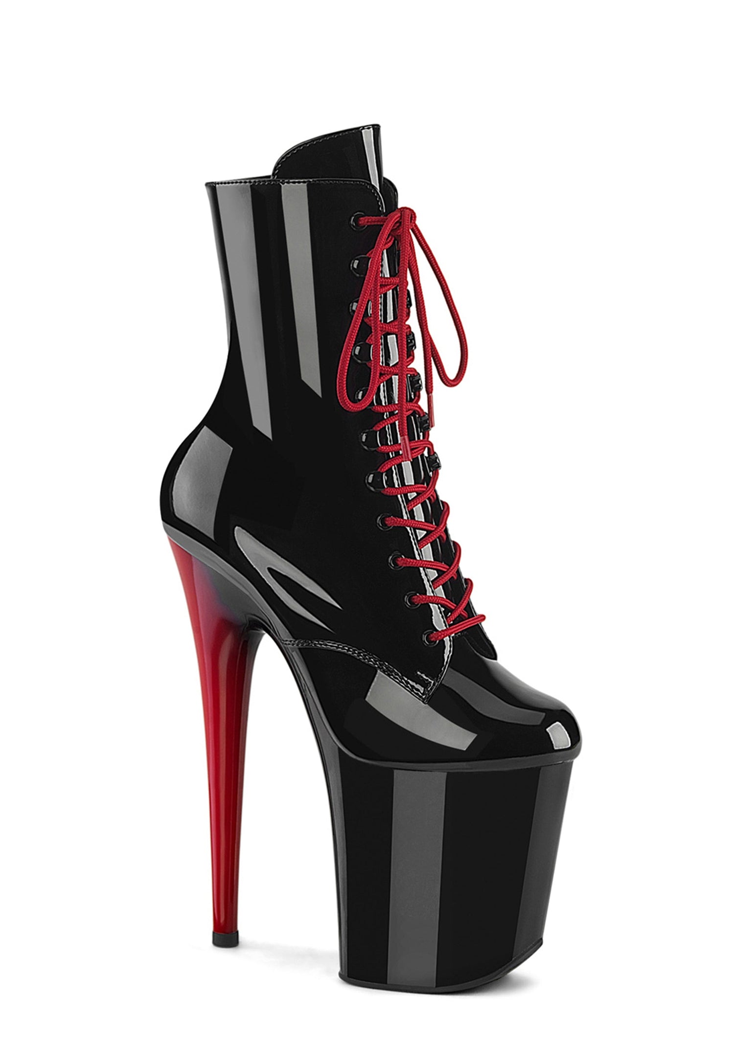 Flamingo-1020 Platform Ankle Boots-Black-Red