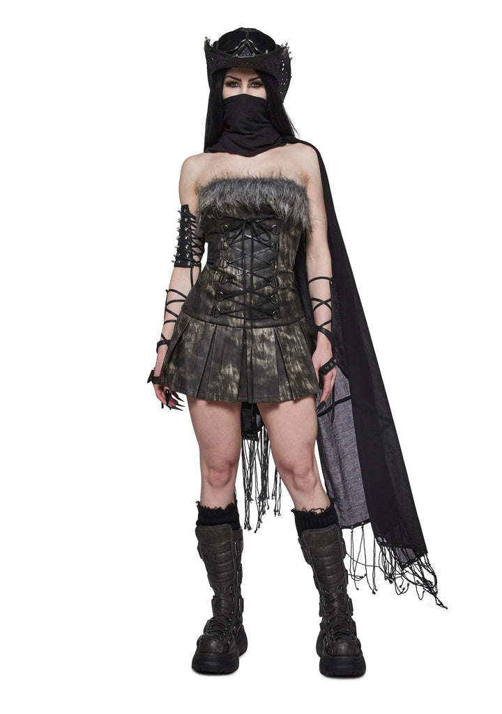 Bartertown Fur Trim Mini Dress