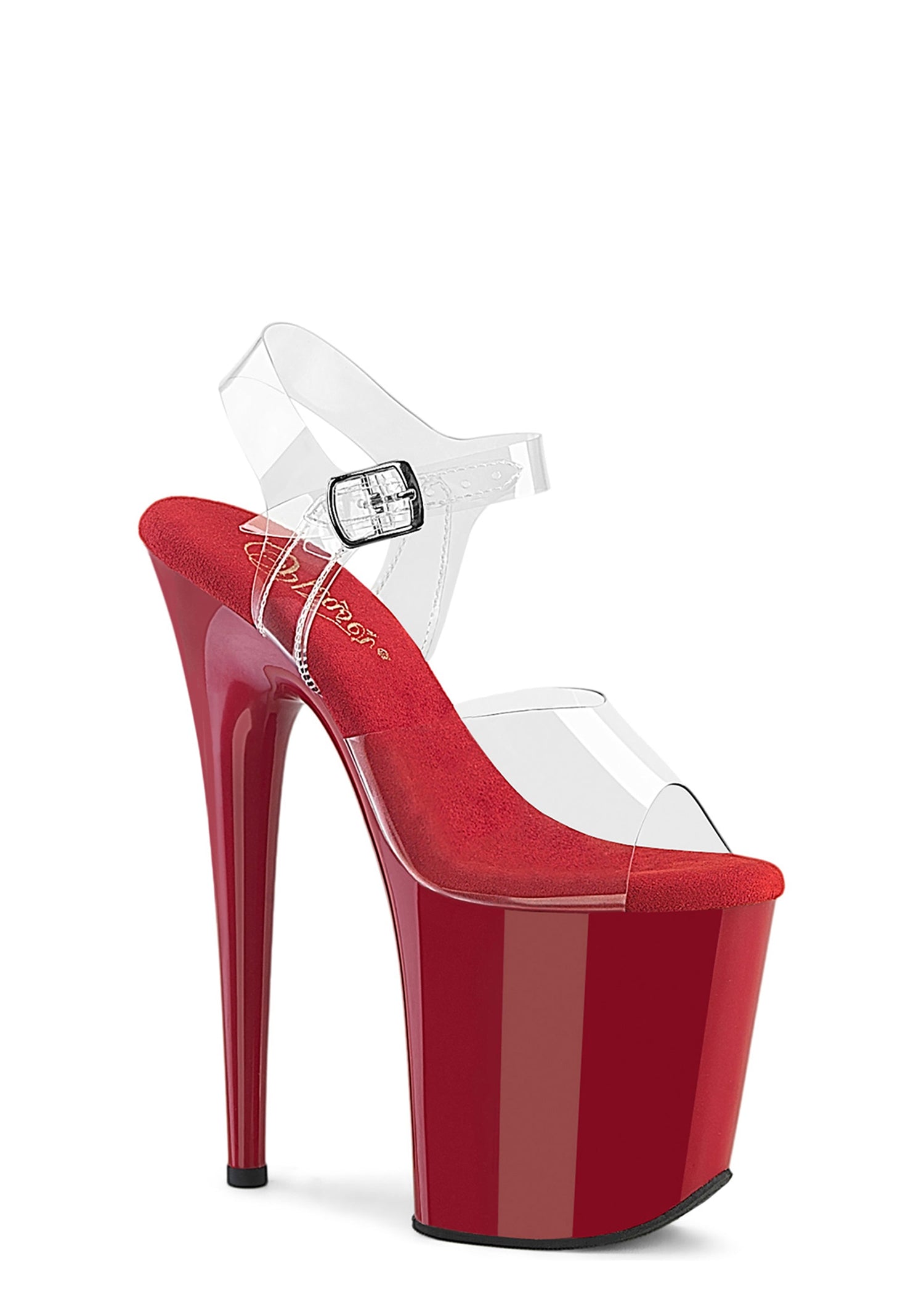 Flamingo-808 Platform Ankle Strap Sandals-Red