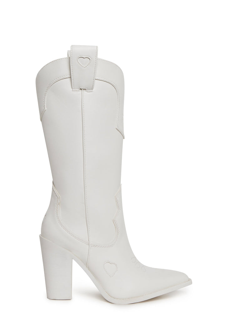 Basic Present Perfect Cowboy Boots - White