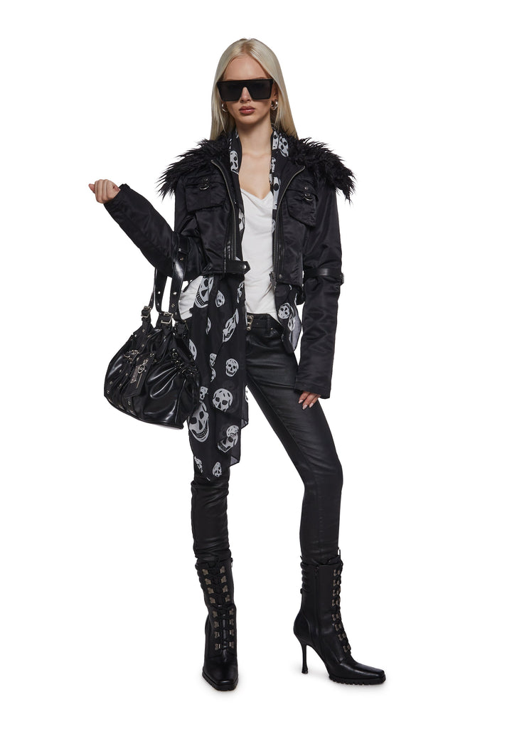 Polished Rebel Cropped Bomber Jacket