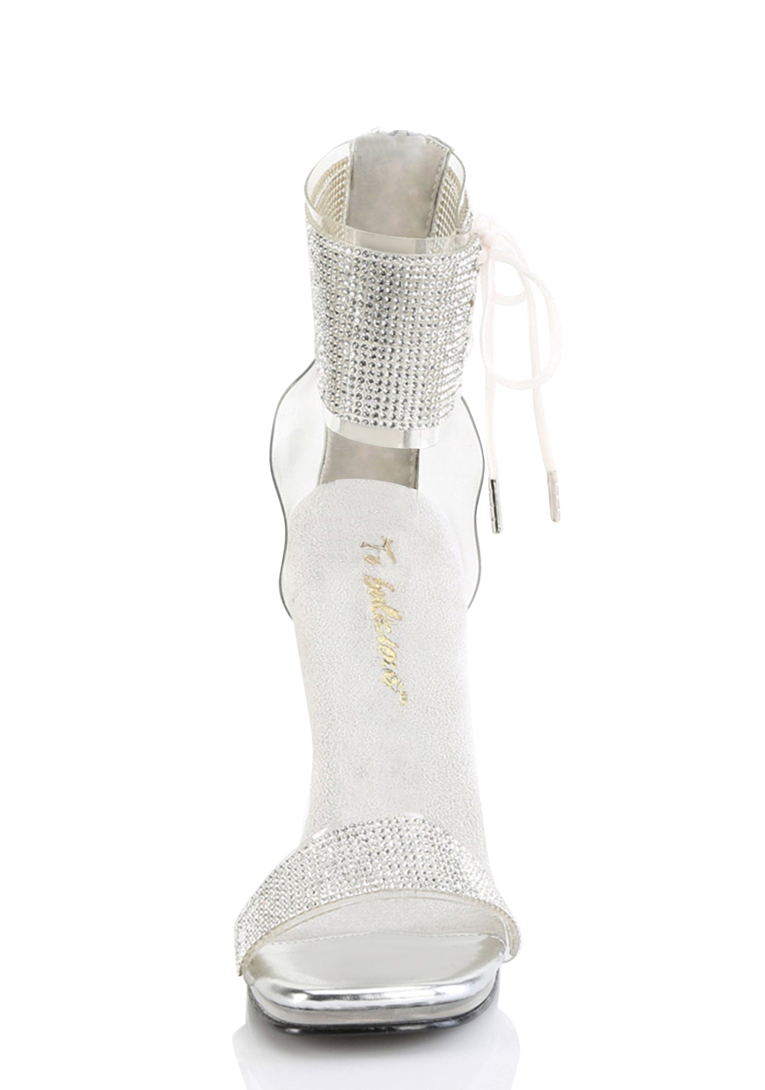 Chic-47 Platform Rhinestone Sandals-Silver
