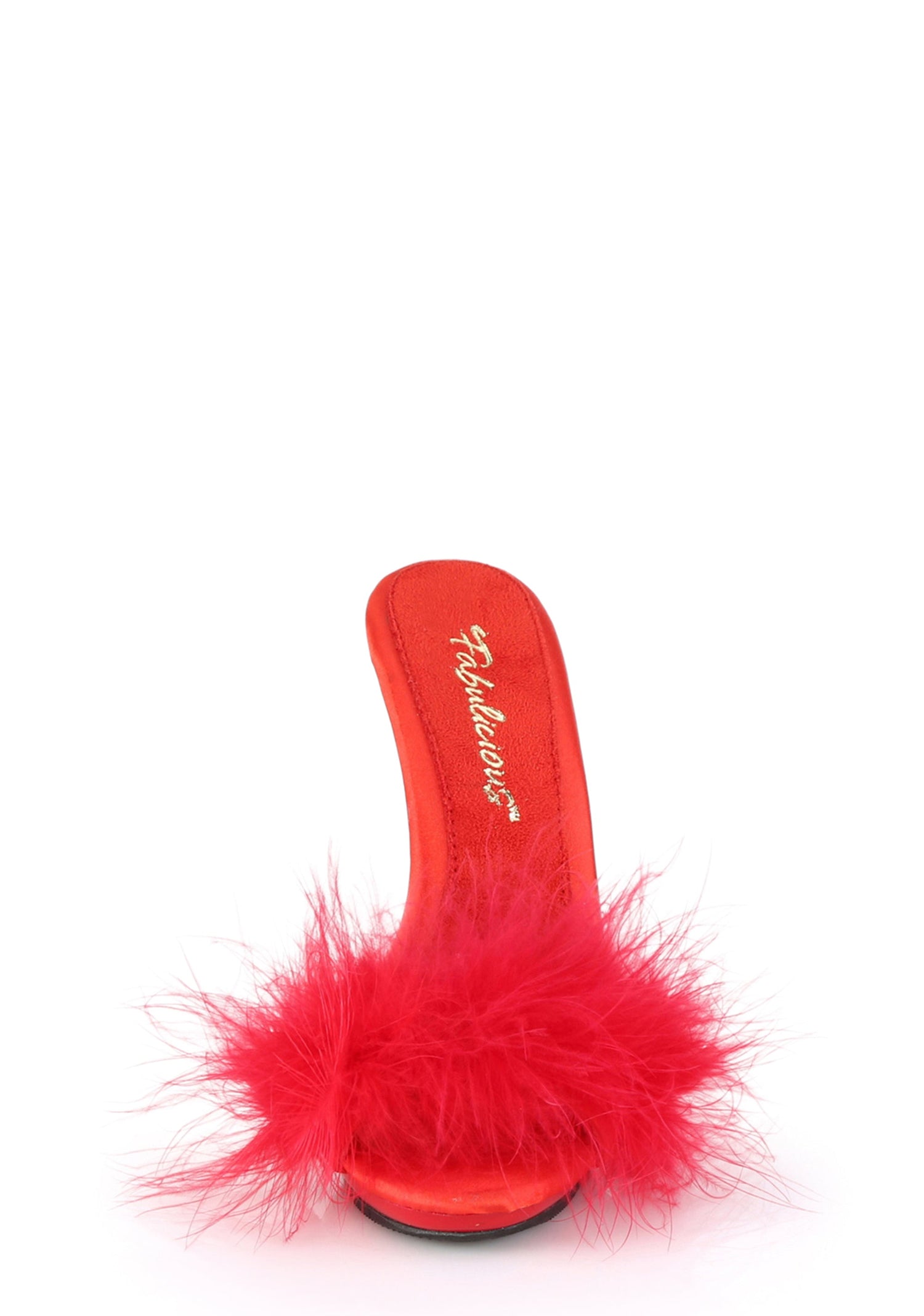 Poise 501 Marabou Faux Fur Sandals - Red