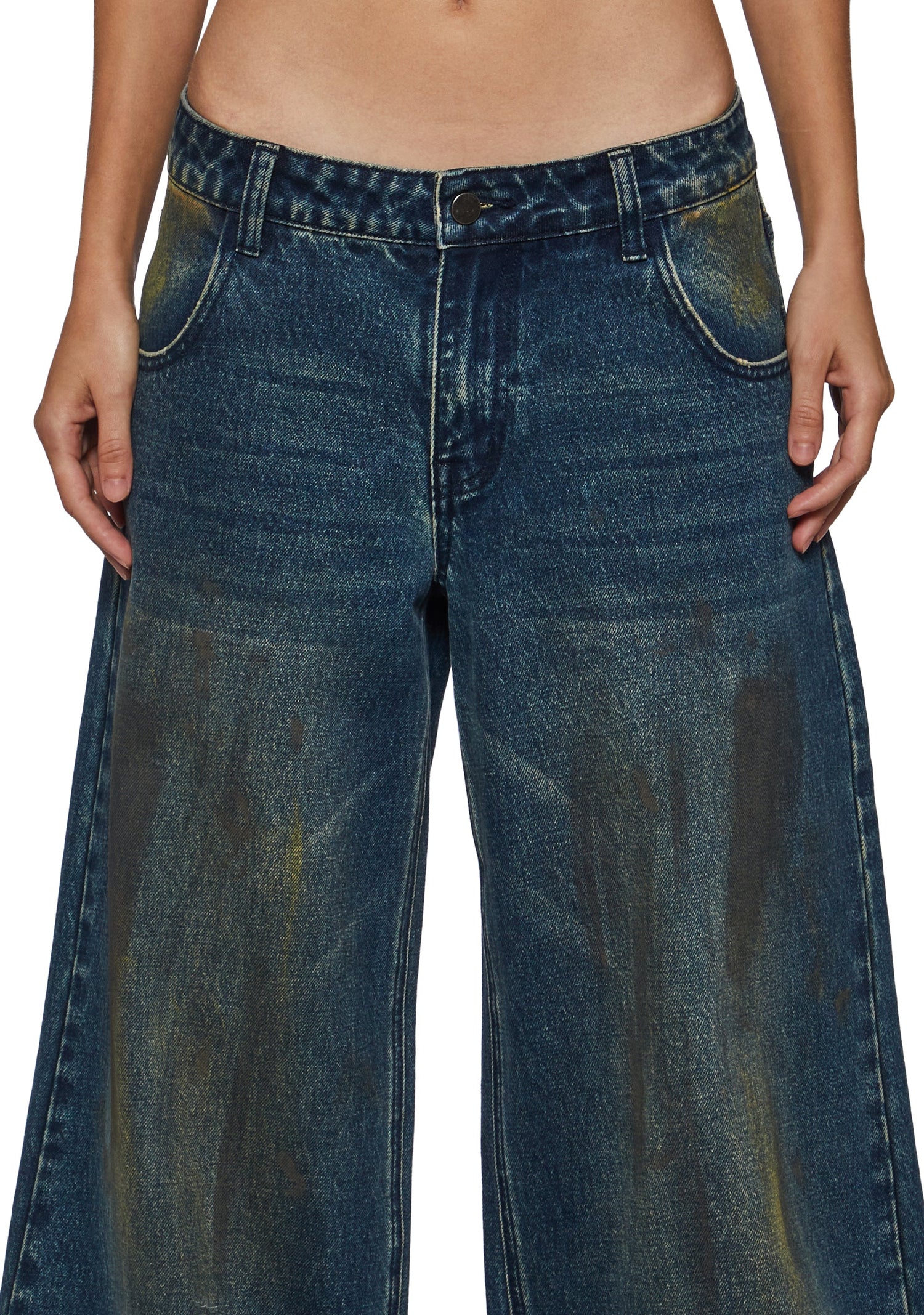 Sinful Attitude Wide Leg Jeans - Dirty Blue
