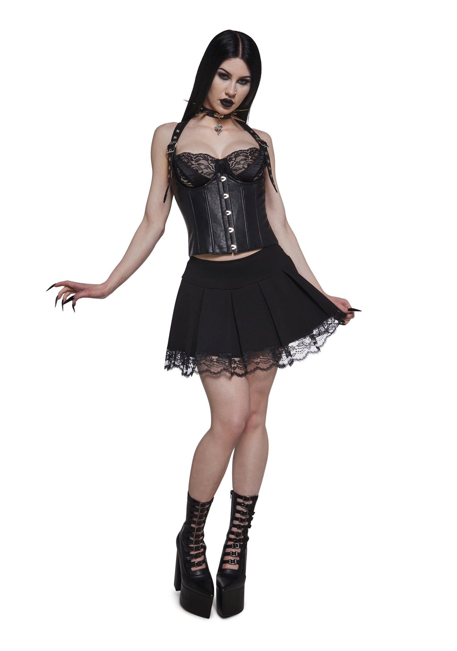 Wicked Lace Pleated Skirt