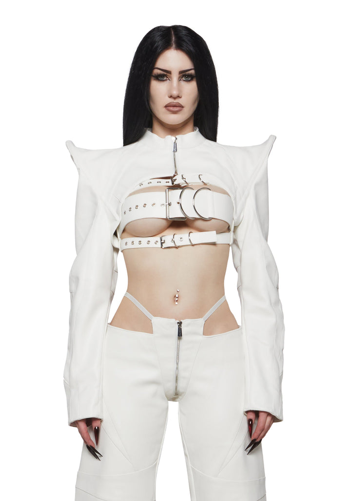 Spike Moto Bolero Jacket - White