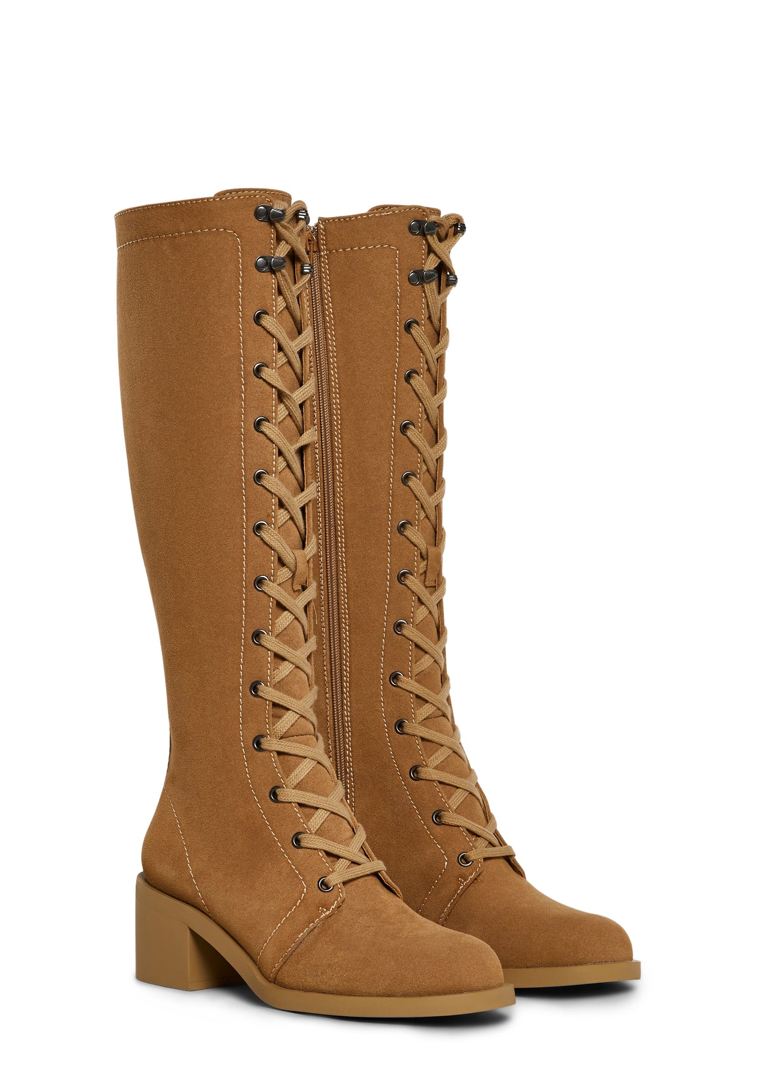 Gia Lace Up Boots - Tan