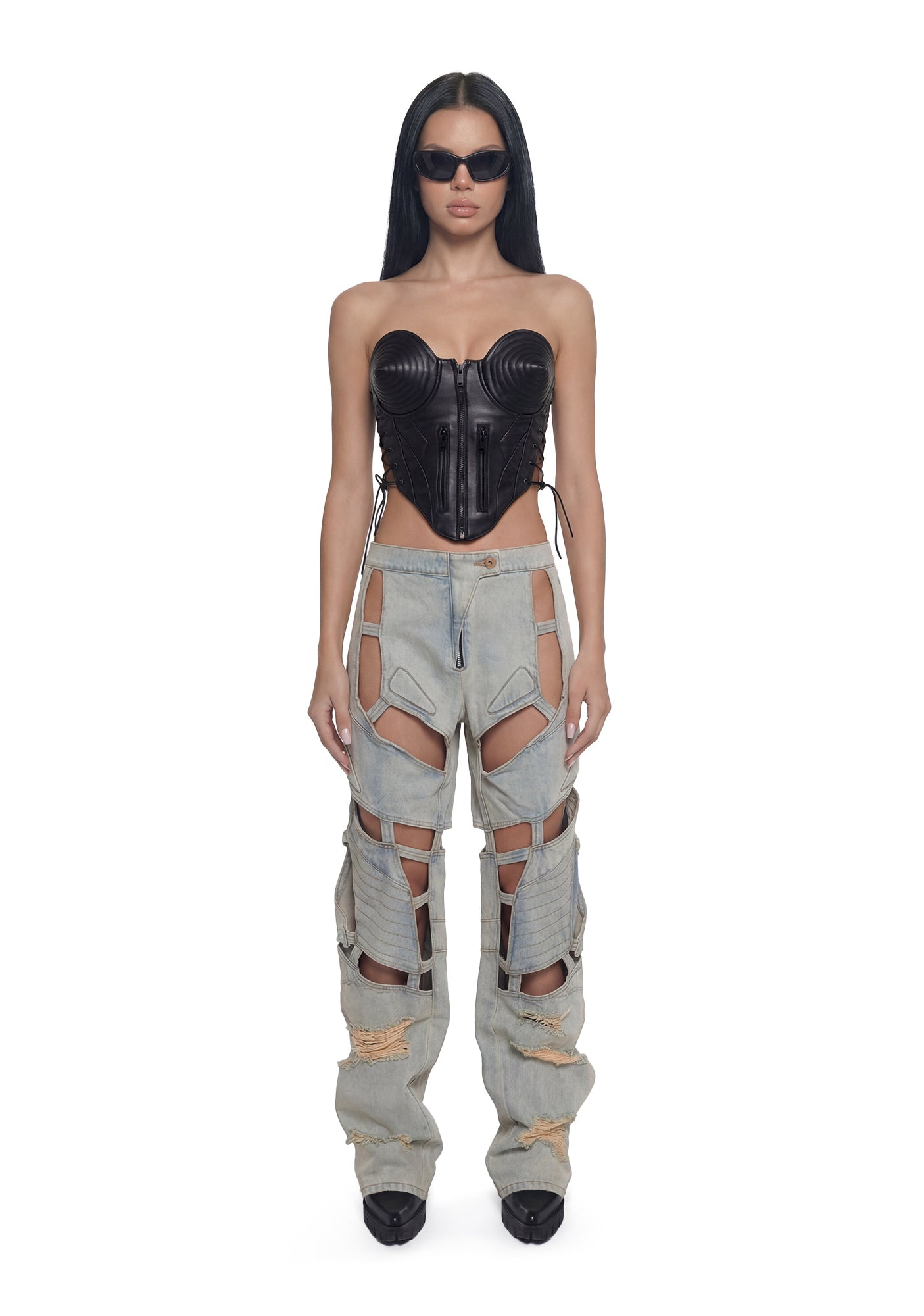 Moto Denim Floating Pants - Light Wash