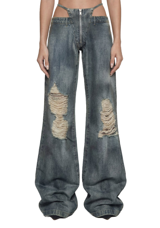Denim Thong Pants - Blue Smoke